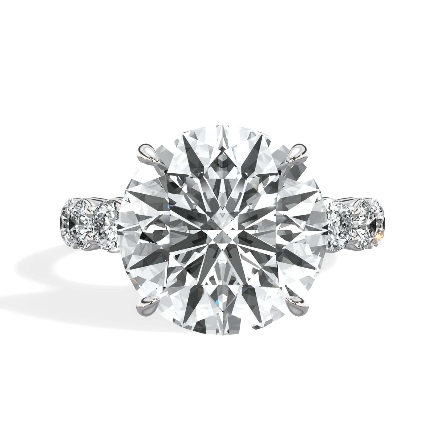 7 Carat Lab Grown Round Diamond Engagement Ring with 3/4 Eternity Band 14K White Gold