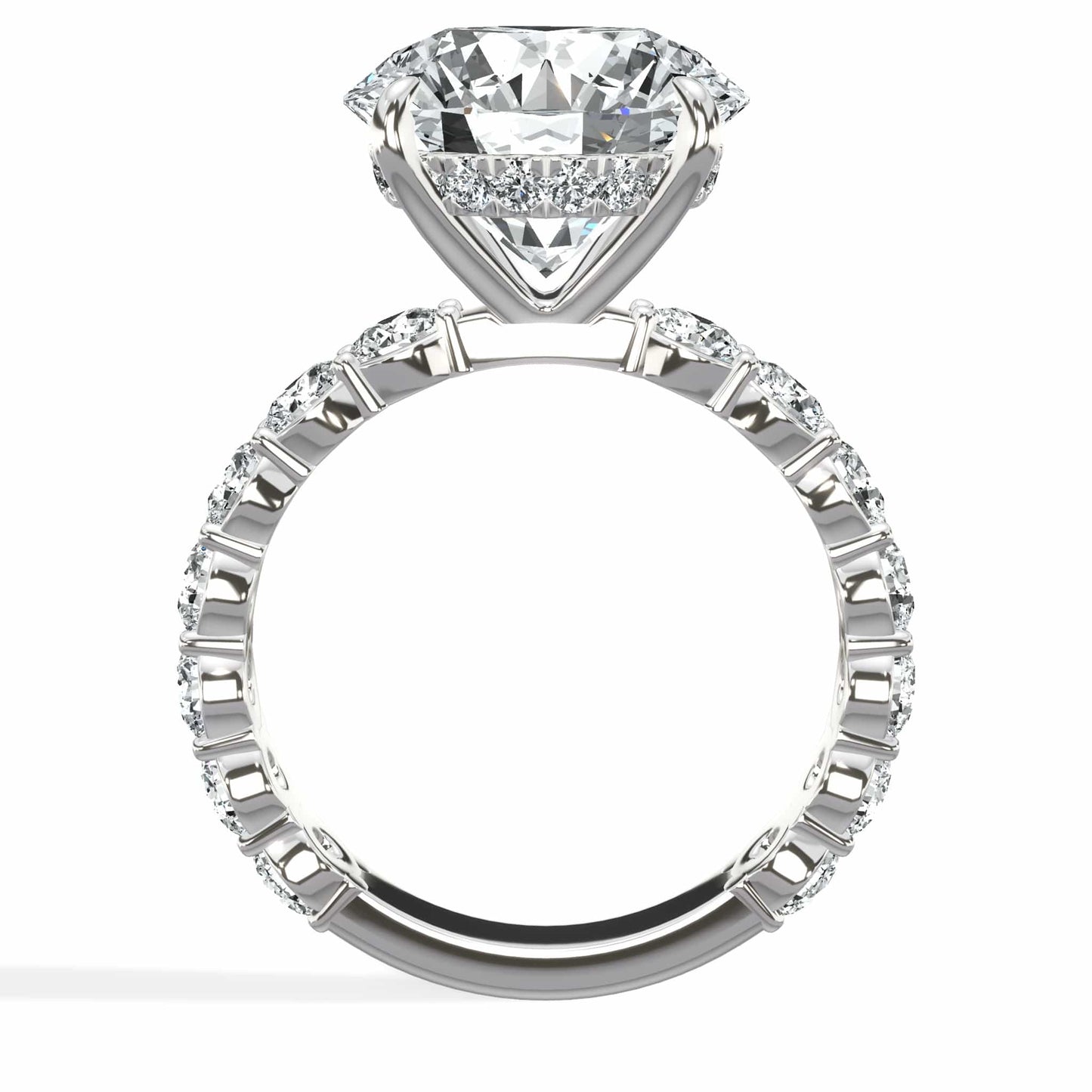7 Carat Lab Grown Round Diamond Engagement Ring with 3/4 Eternity Band 14K White Gold