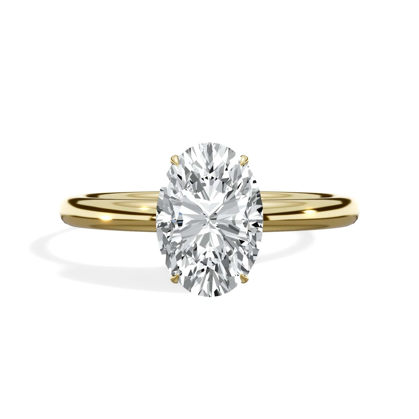 1.65 Carats Lab Grown Oval Cut Solitaire Hidden Halo Diamond Engagement Ring
