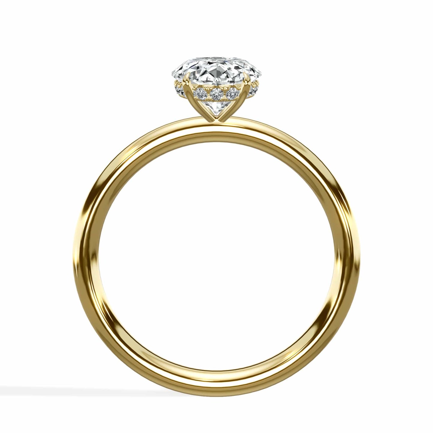 1.65 Carats Lab Grown Oval Cut Solitaire Hidden Halo Diamond Engagement Ring