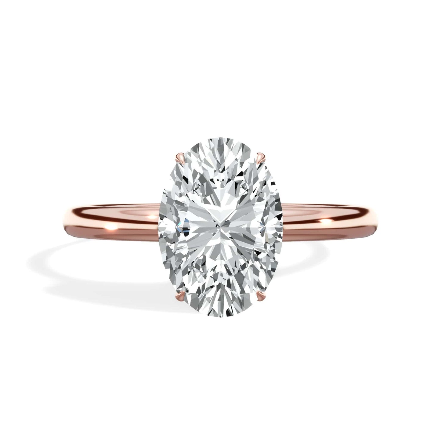 2.16 Carats Lab Grown Oval Cut Solitaire Hidden Halo Diamond Engagement Ring Rose Gold