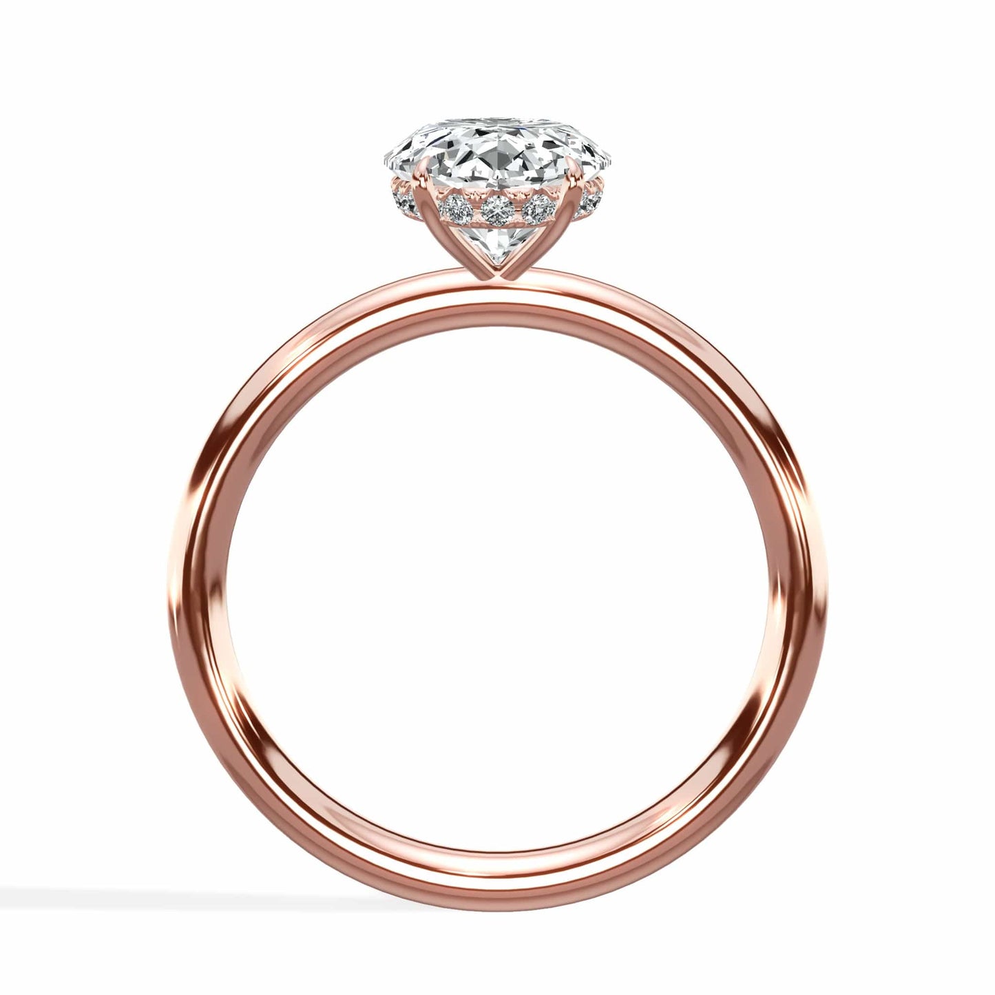 2.16 Carats Lab Grown Oval Cut Solitaire Hidden Halo Diamond Engagement Ring Rose Gold