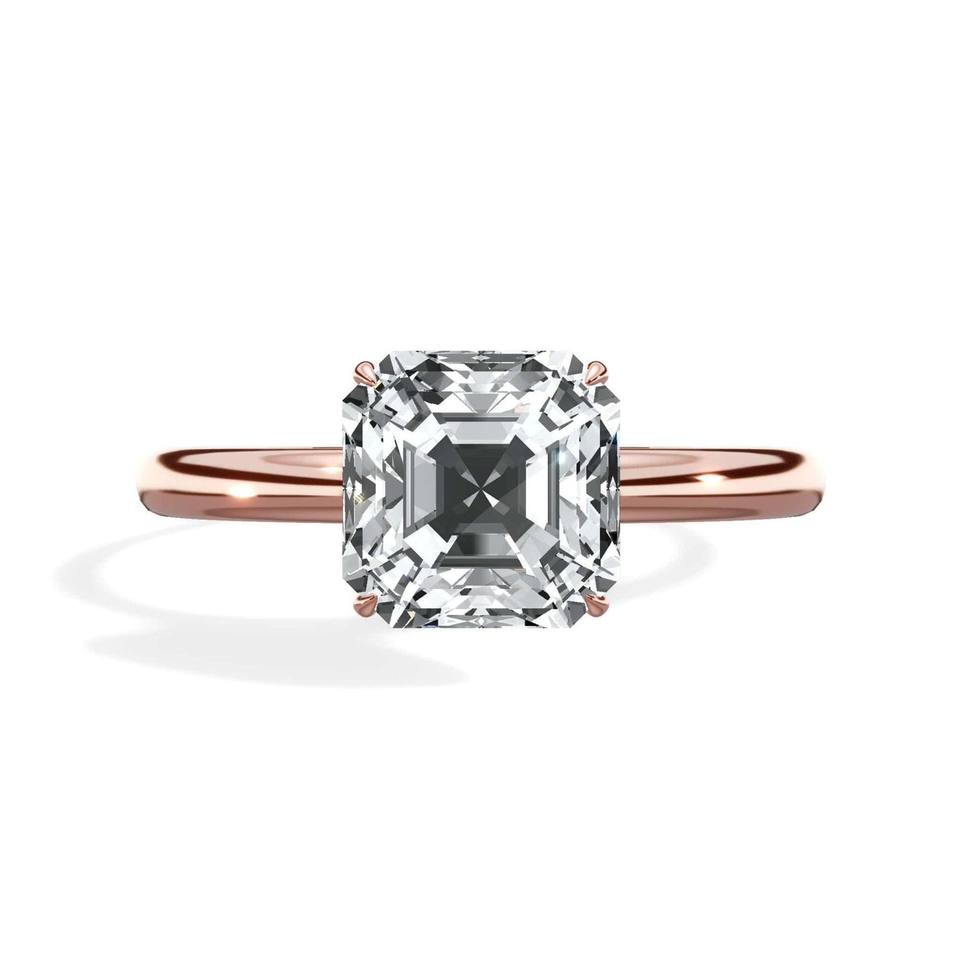 Asscher cut diamond ring in rose gold