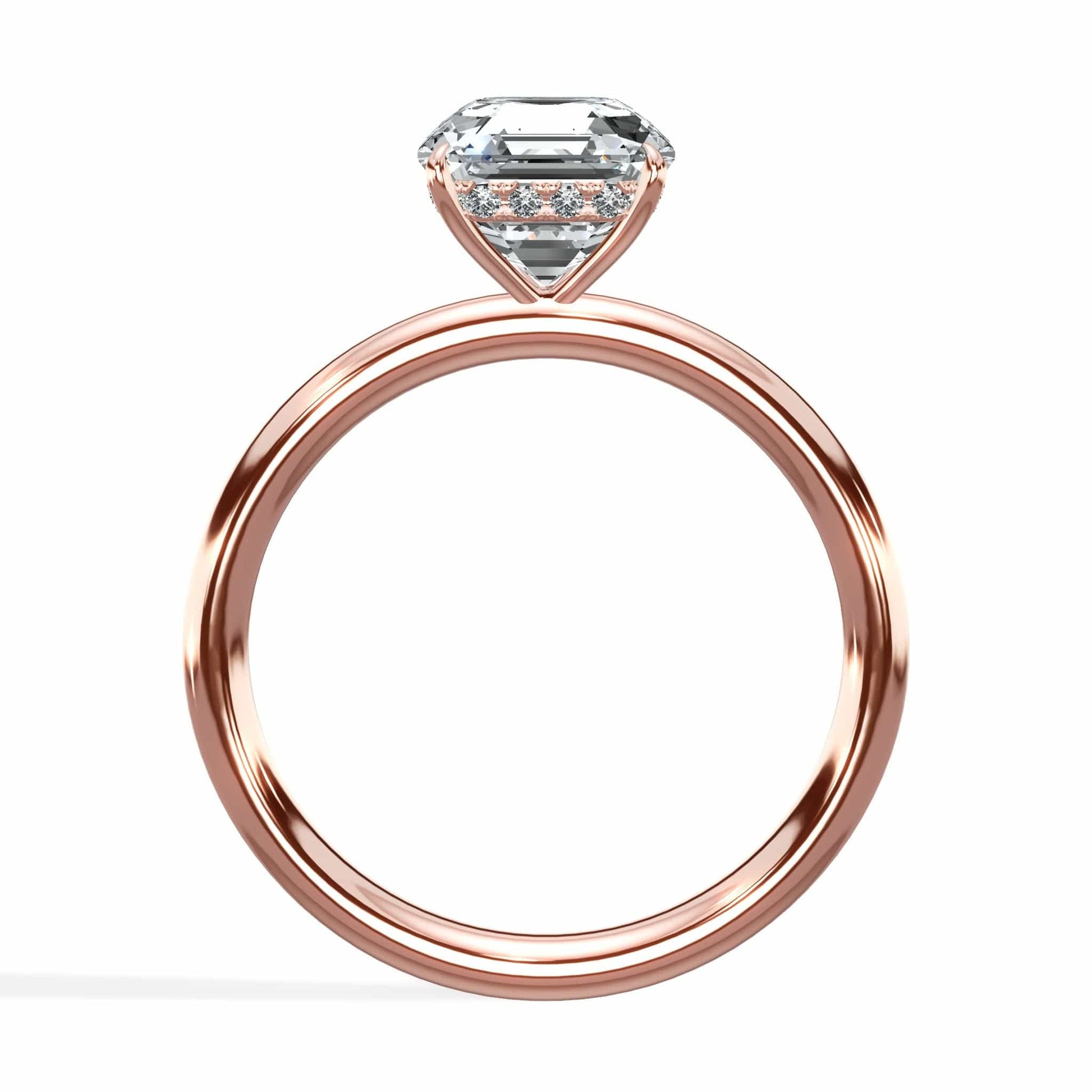Asscher cut diamond ring in rose gold