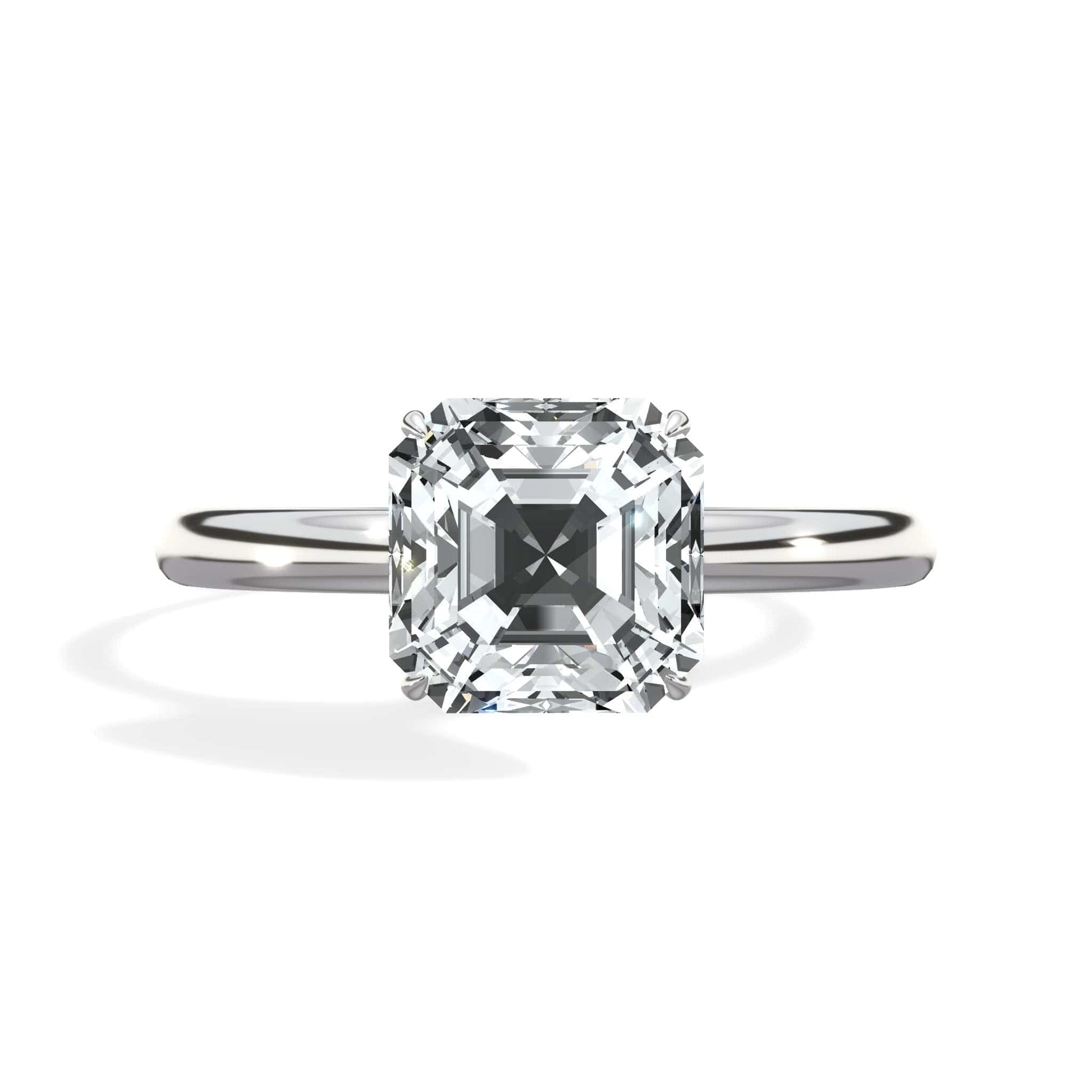 Asscher cut diamond ring in white gold