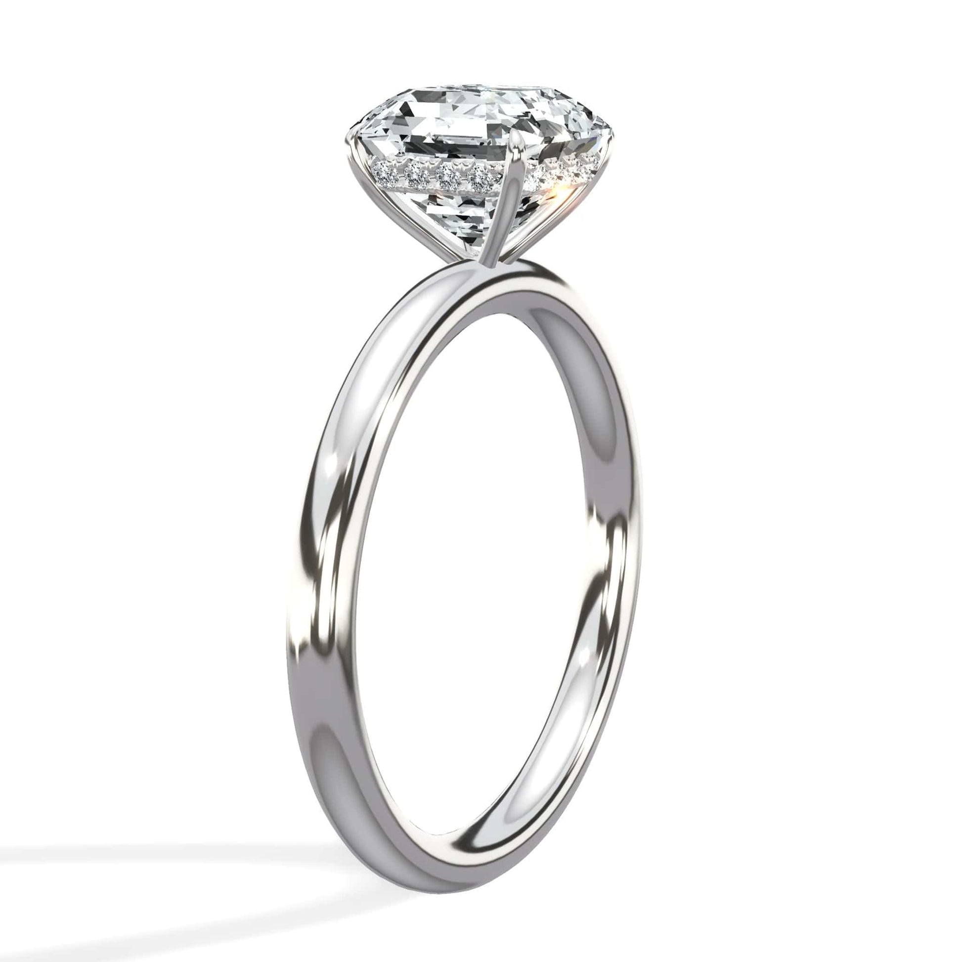 Asscher cut diamond ring in white gold