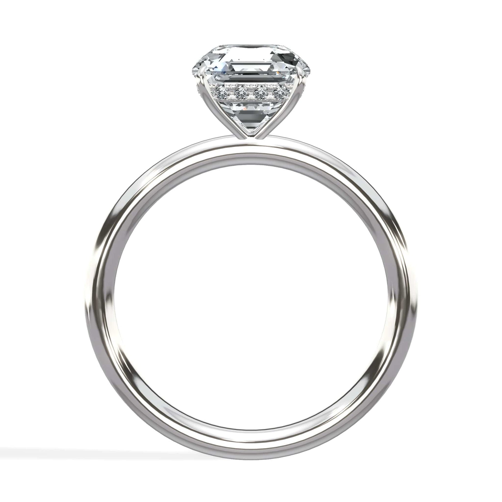 Asscher cut diamond ring in white gold