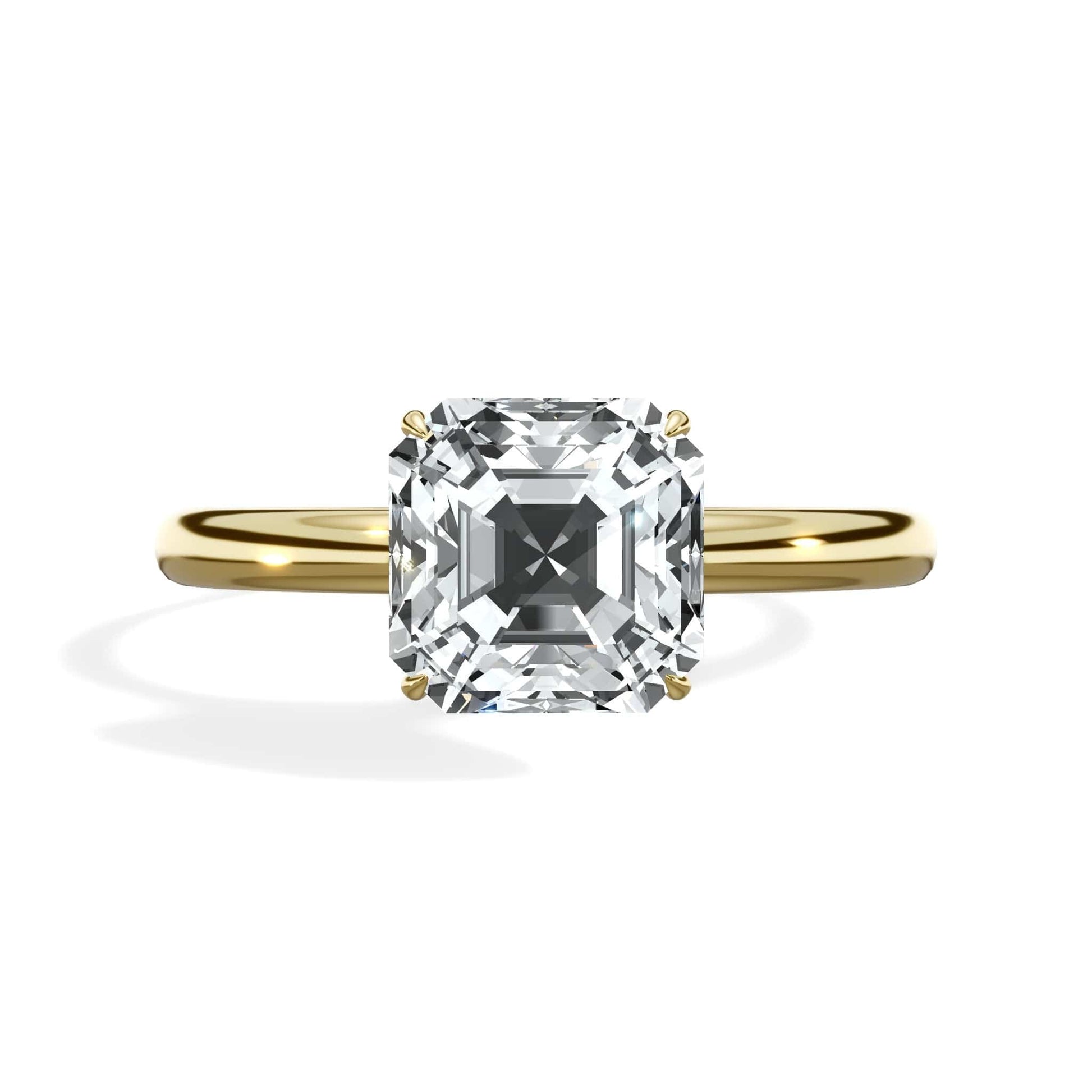 Asscher diamond ring in yellow gold