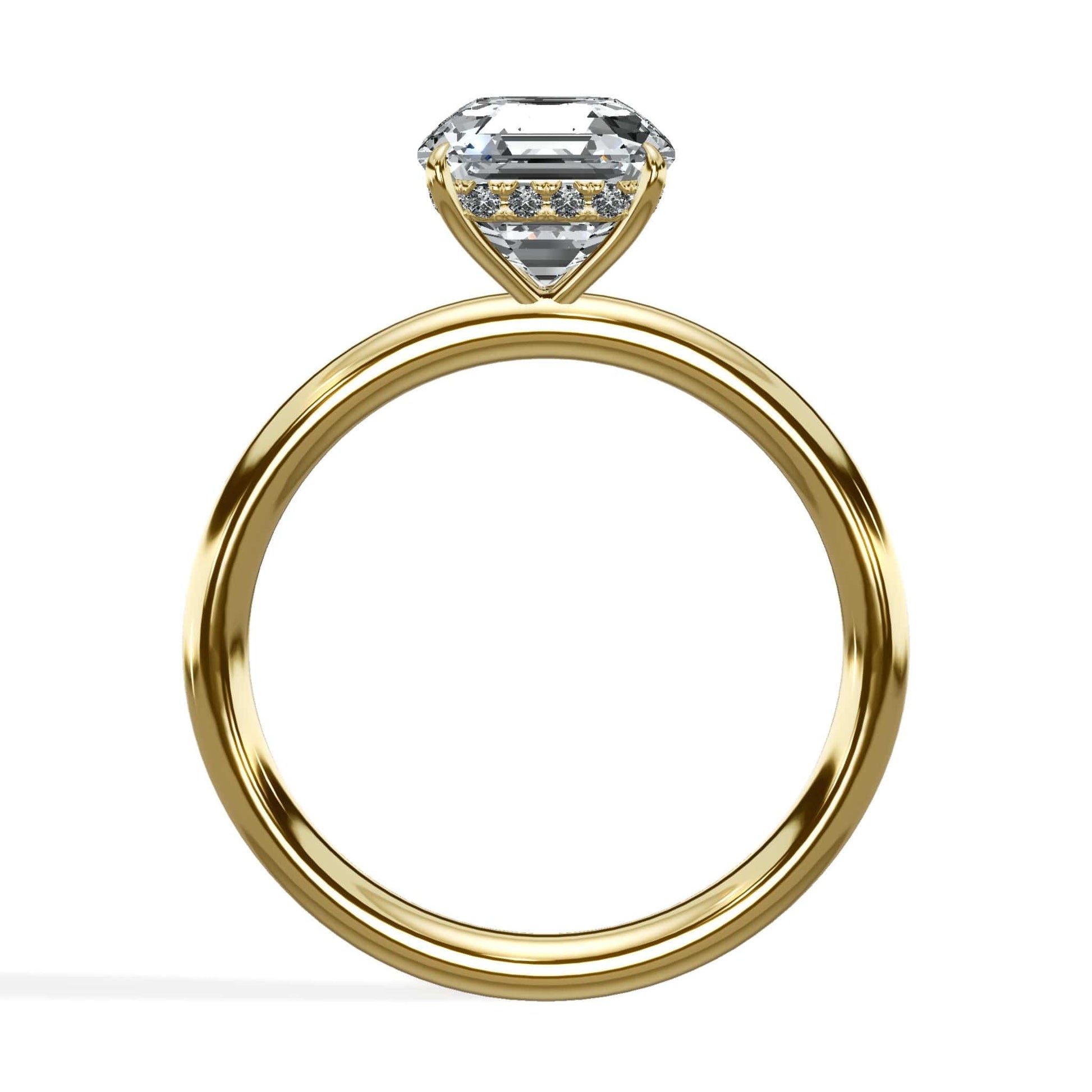 Asscher diamond ring in yellow gold