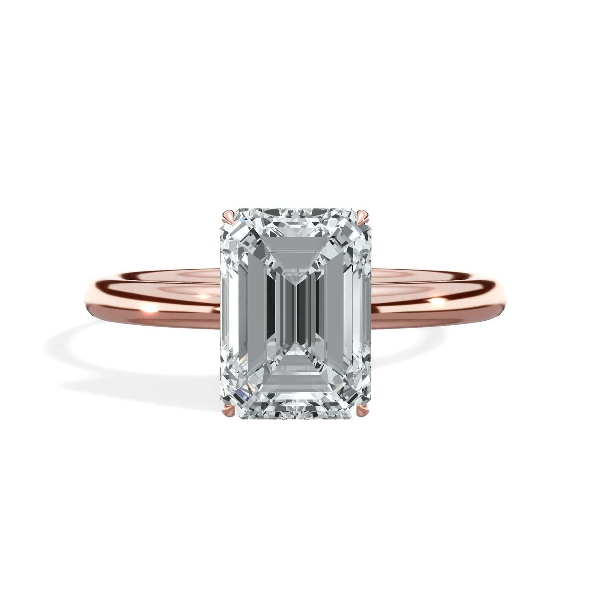 Emerald cut diamond rose gold ring