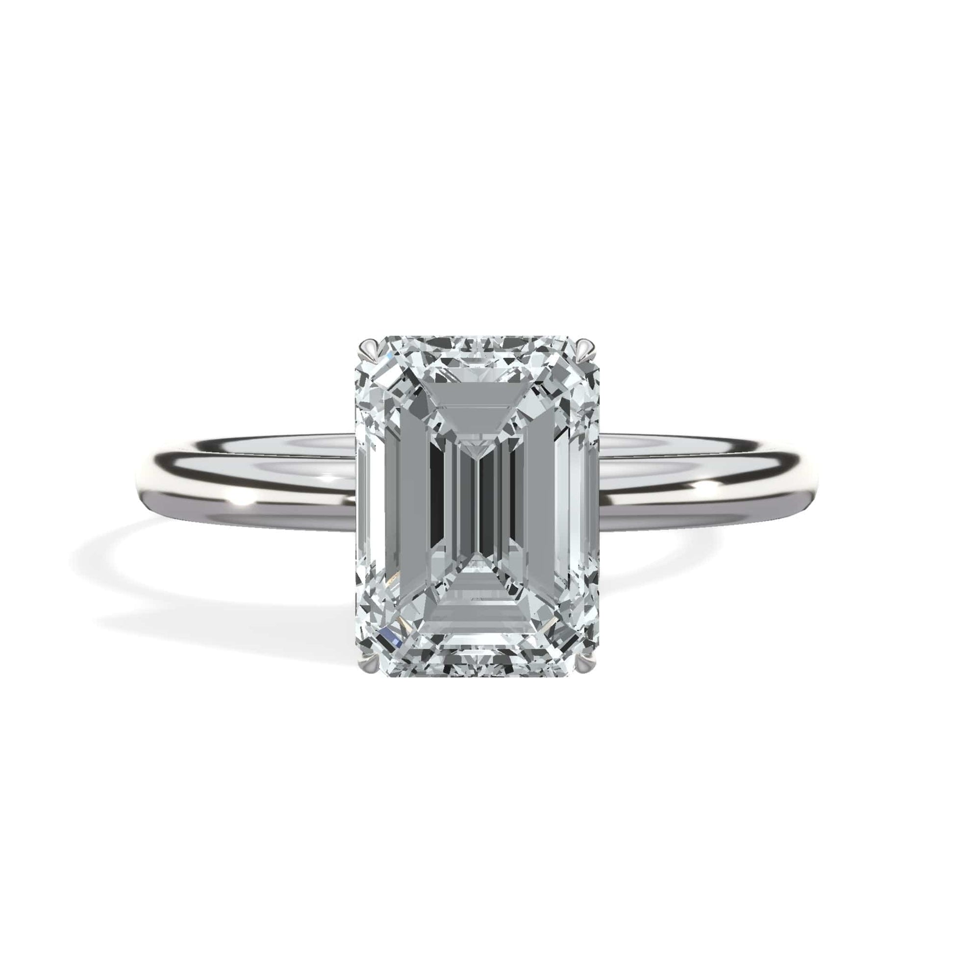 Emerald cut diamond ring in white gold