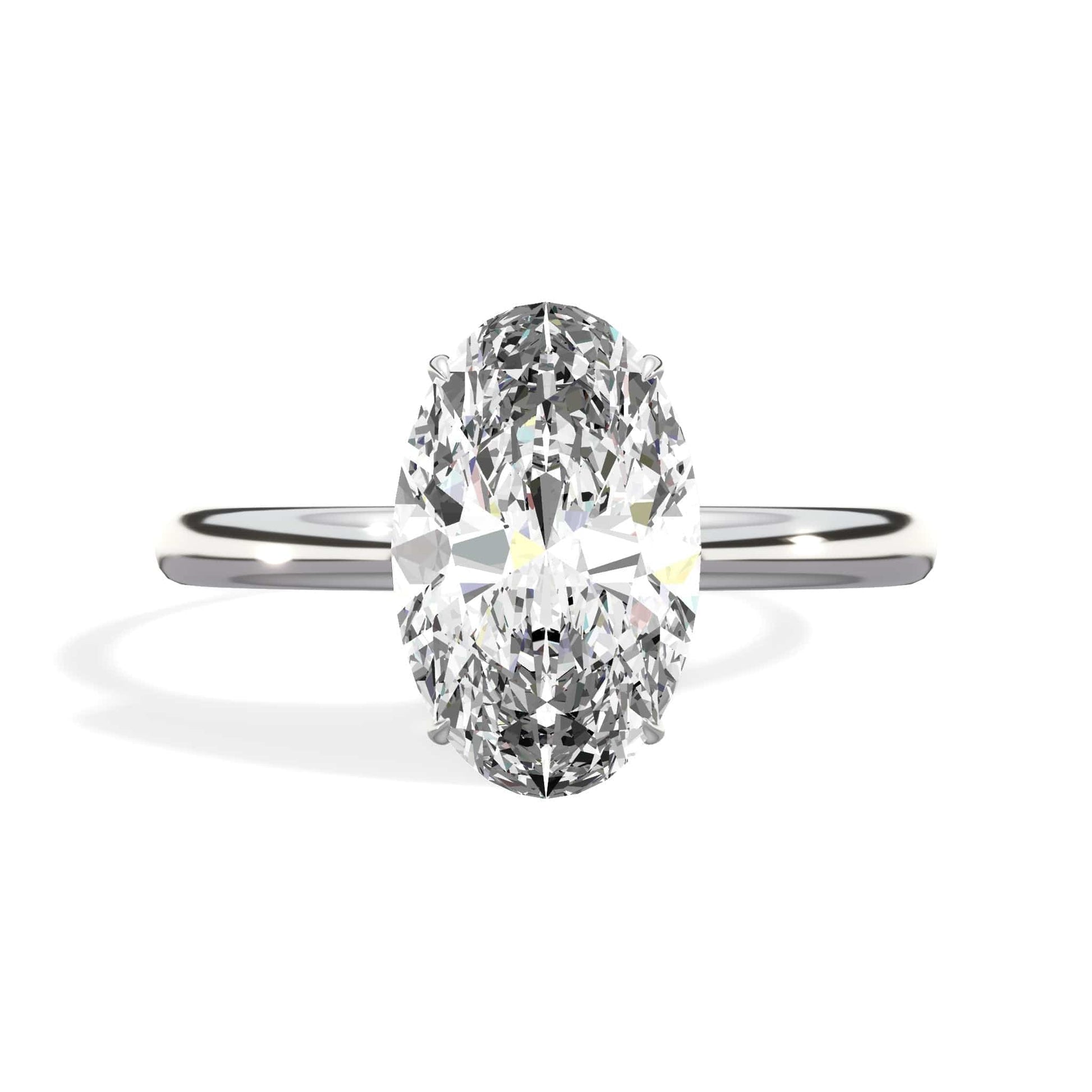 Oval diamond ring in white gold