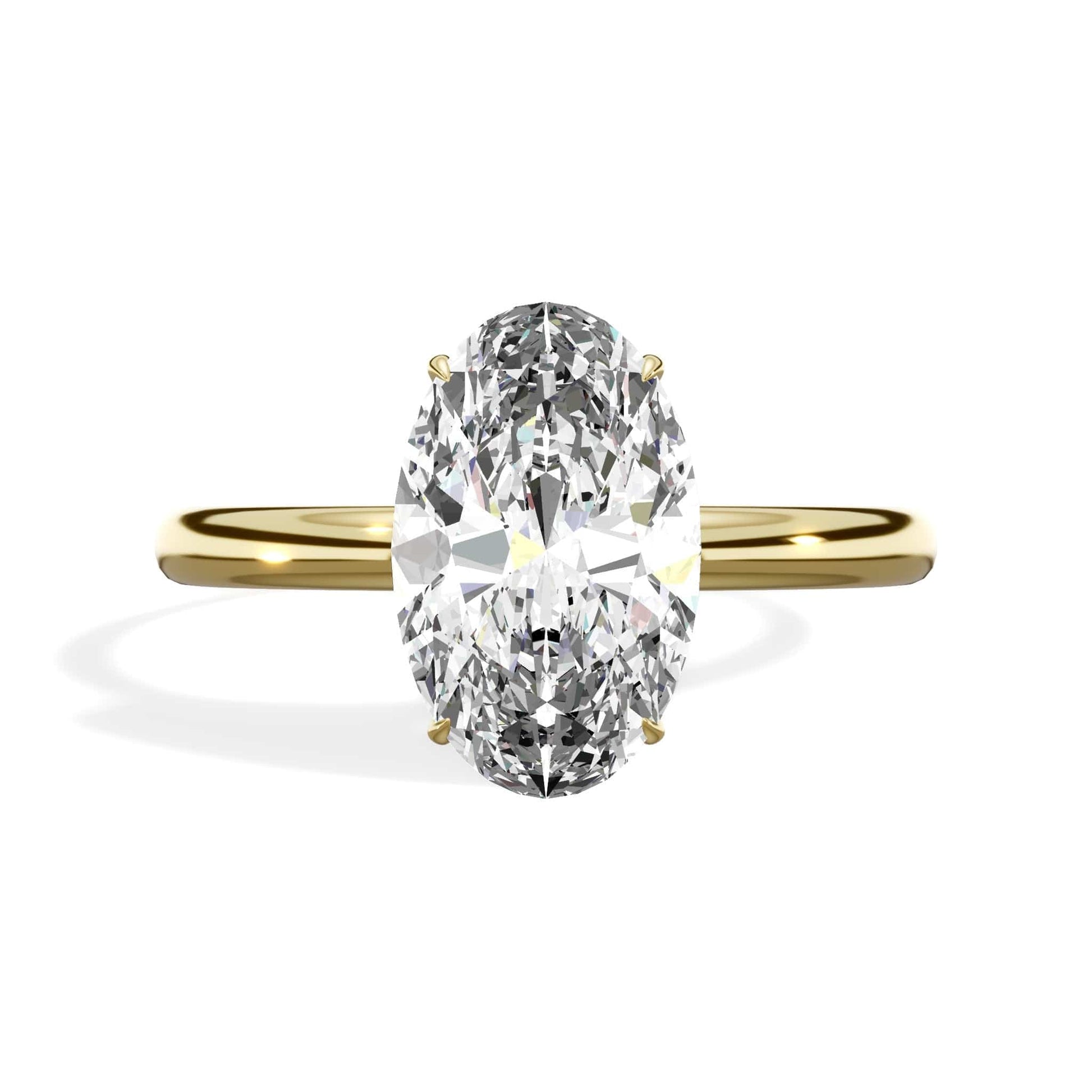 Oval diamond ring in yellow gold