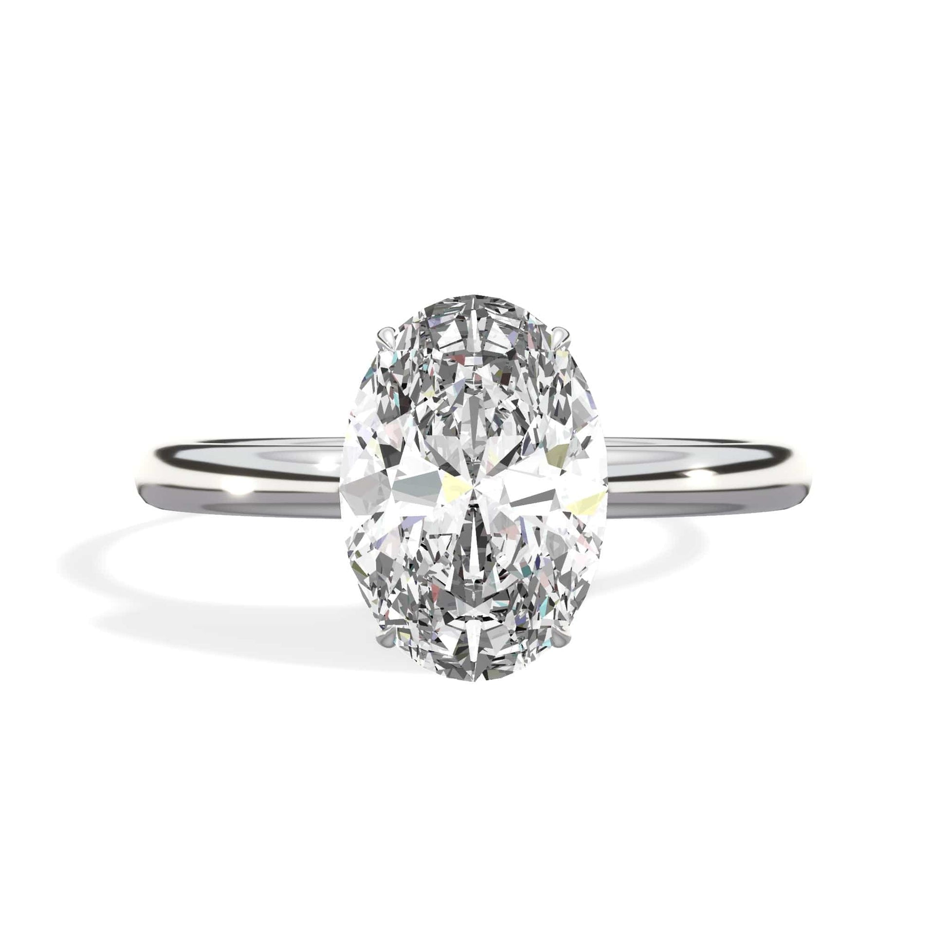 Oval diamond ring in white gold