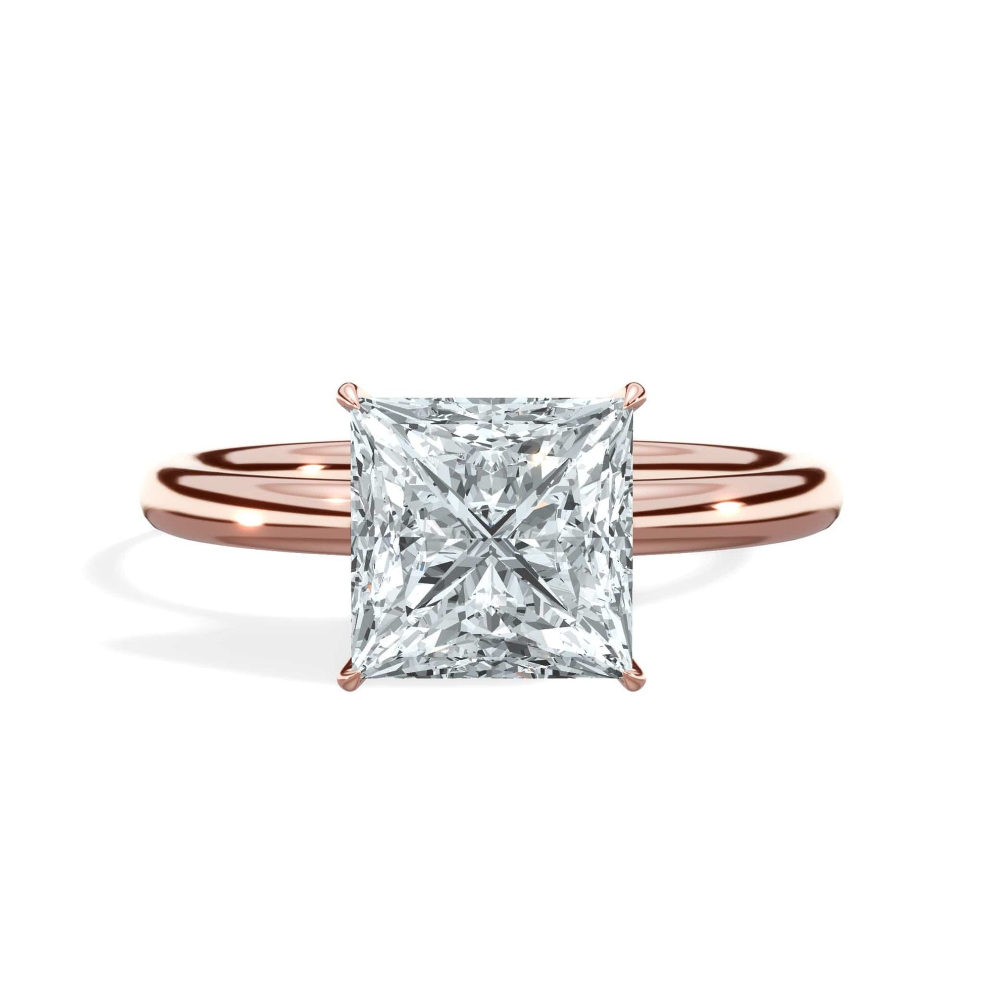Princess cut diamond ring in rose gold