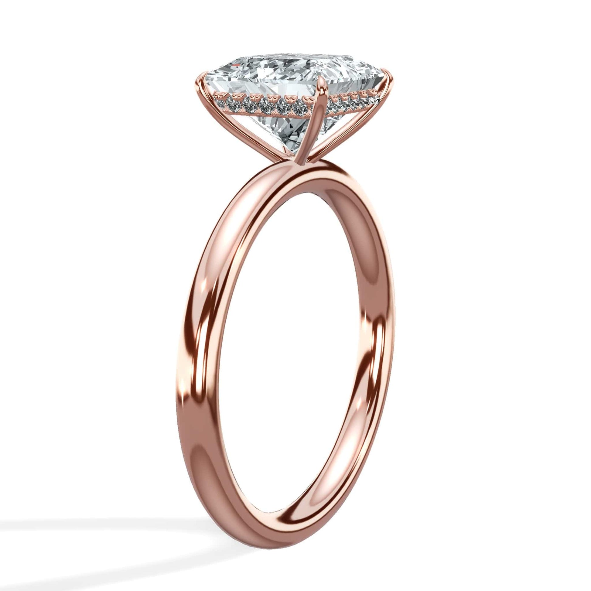 Rose gold princess cut diamond ring