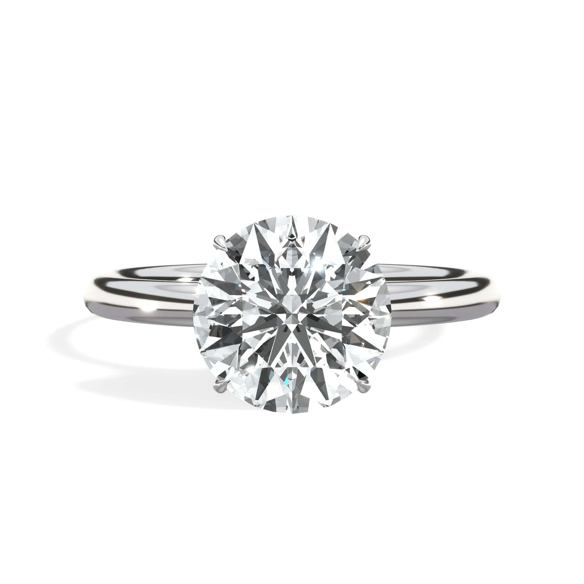 Round diamond engagement ring in white gold