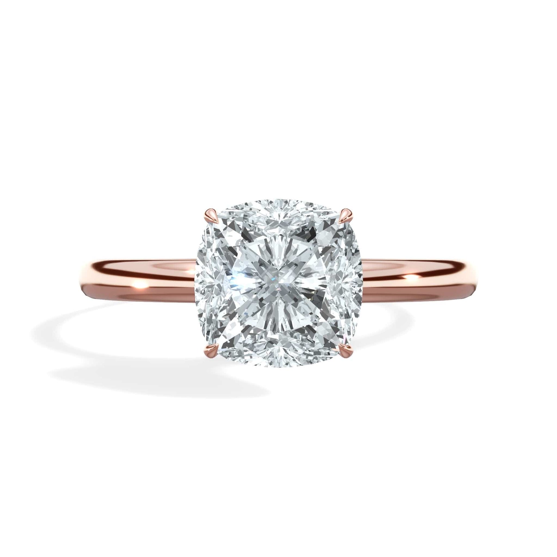 Rose gold cushion cut diamond ring