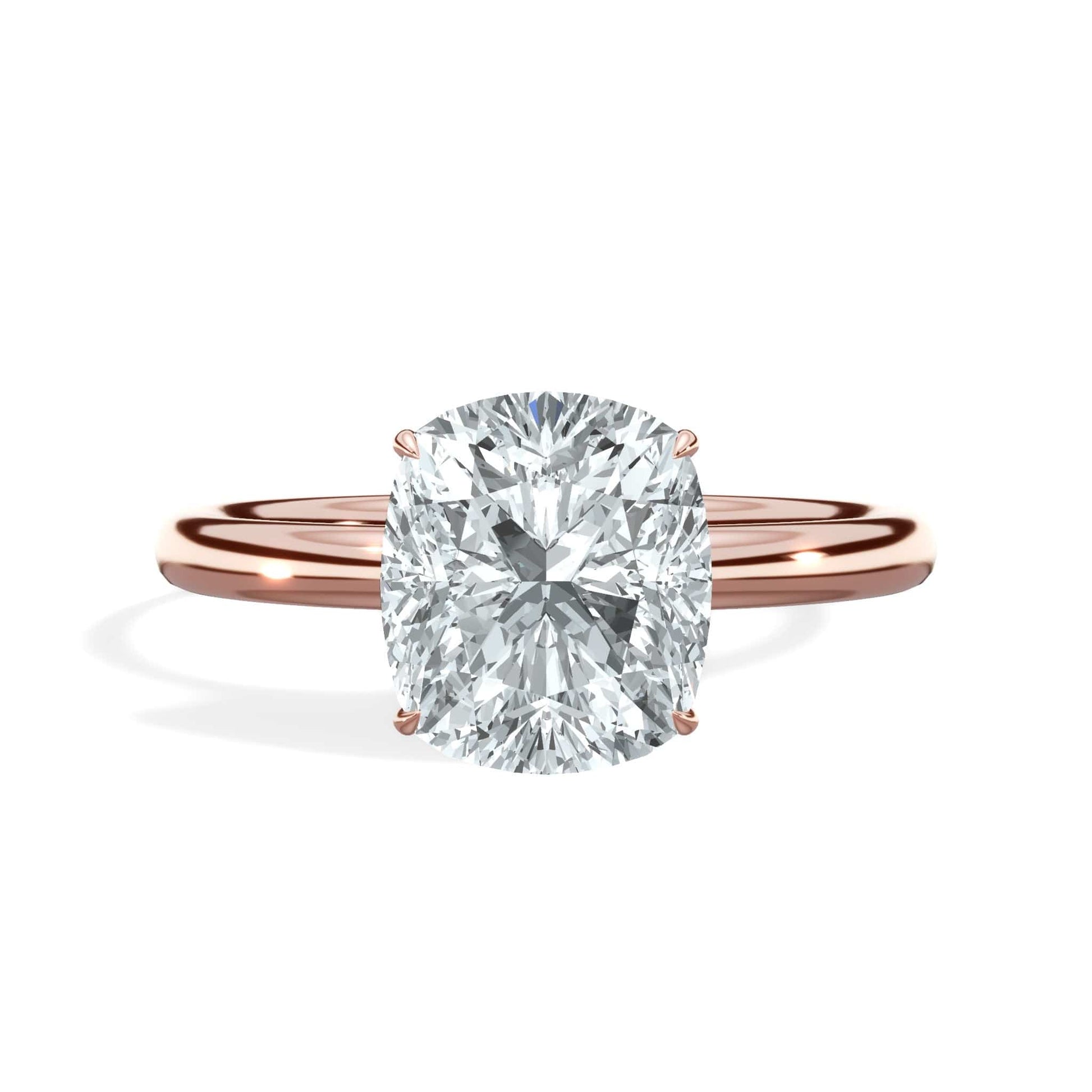 Rose gold cushion cut diamond ring