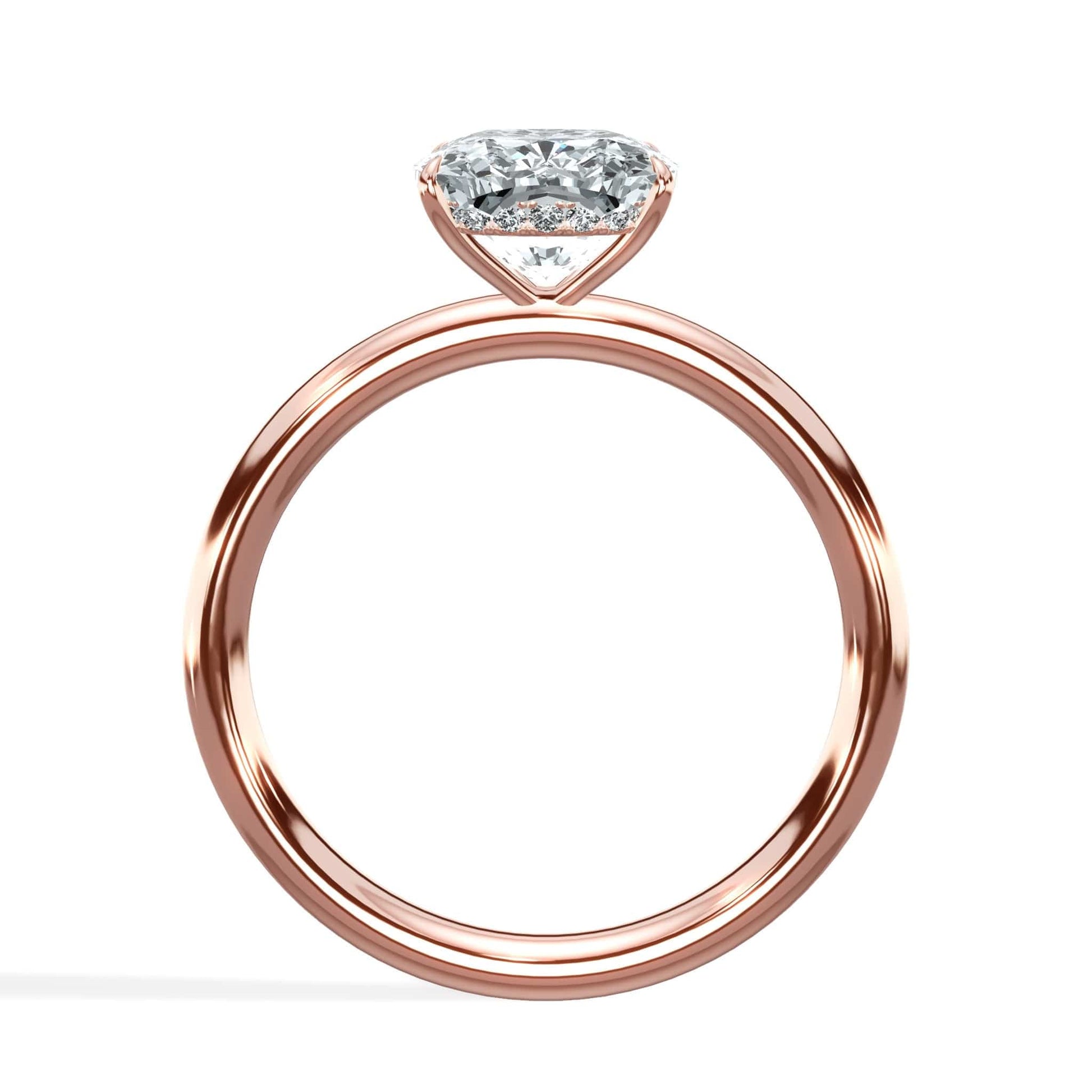 Rose gold cushion cut diamond ring