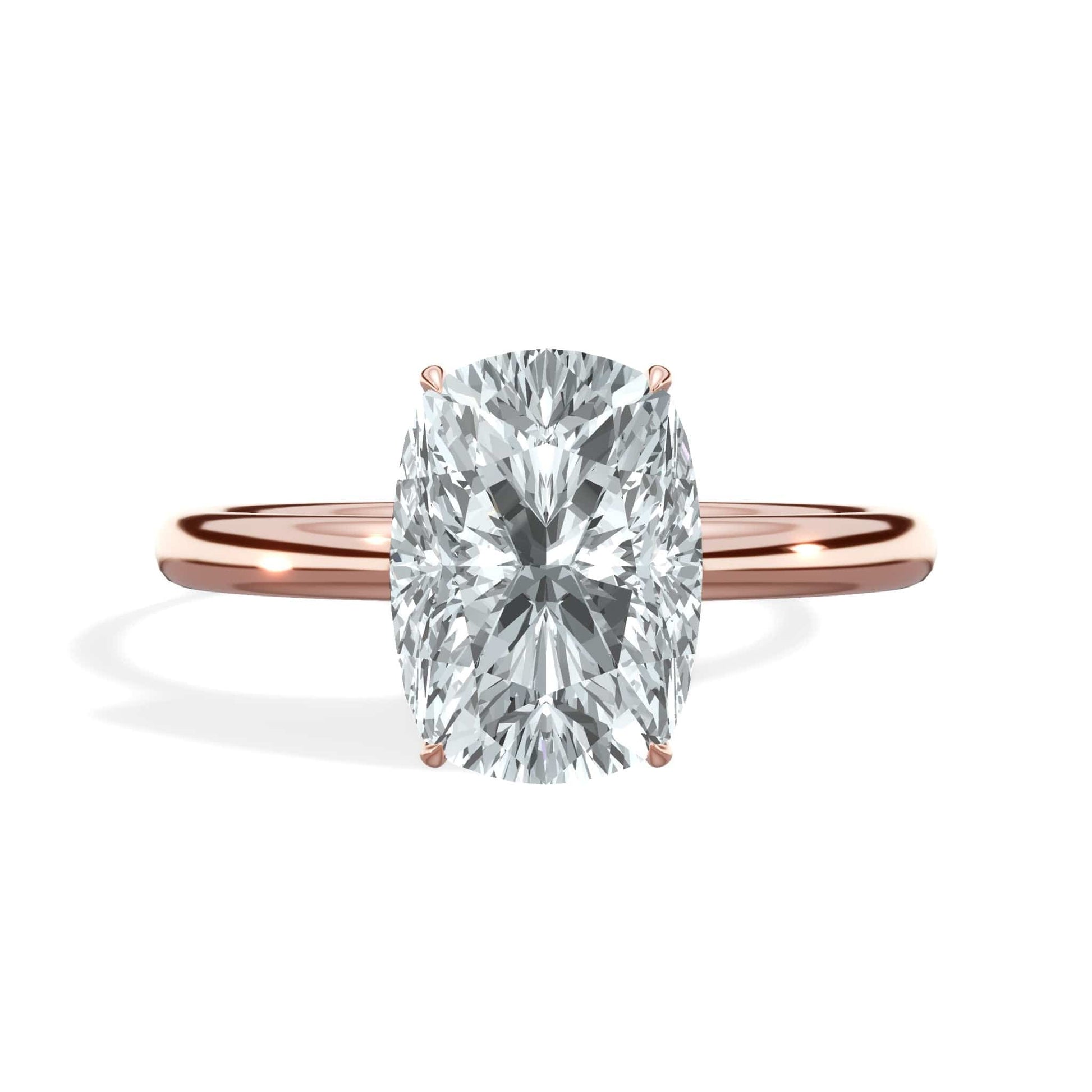 Rose gold cushion cut diamond ring