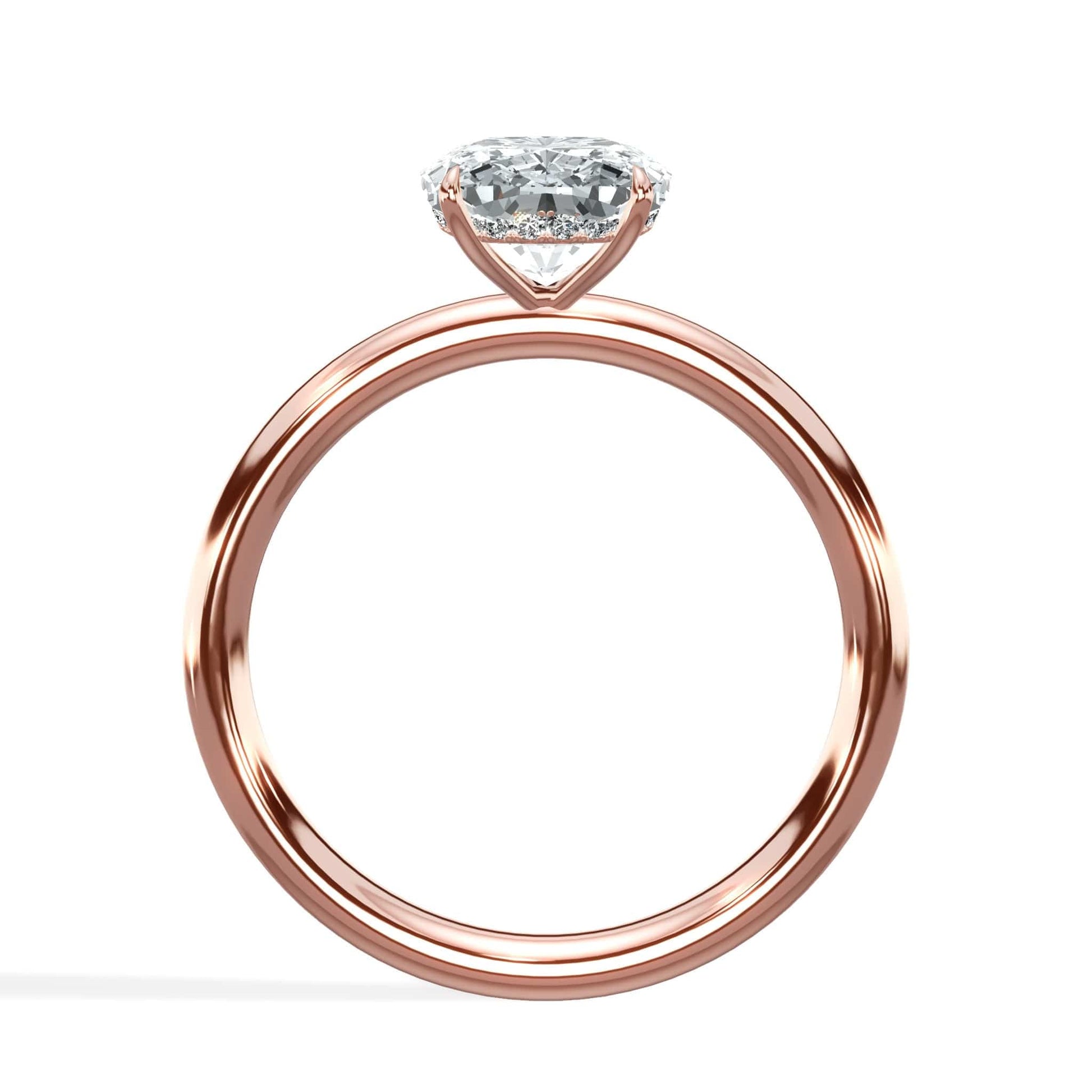 Rose gold diamond ring with cushion and princess cut diamonds