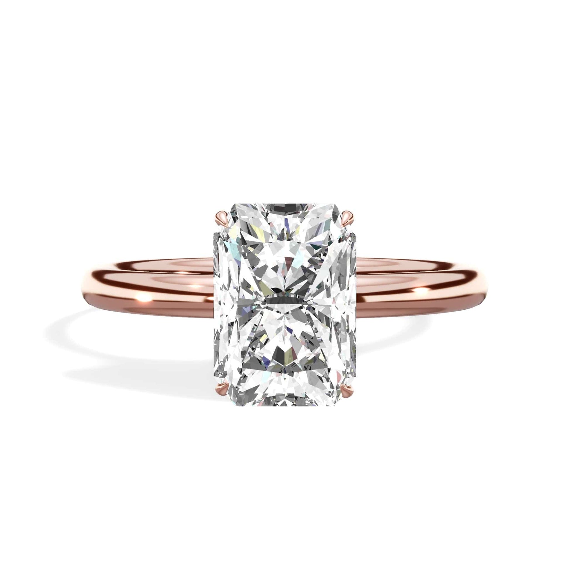 Rose gold radiant diamond ring