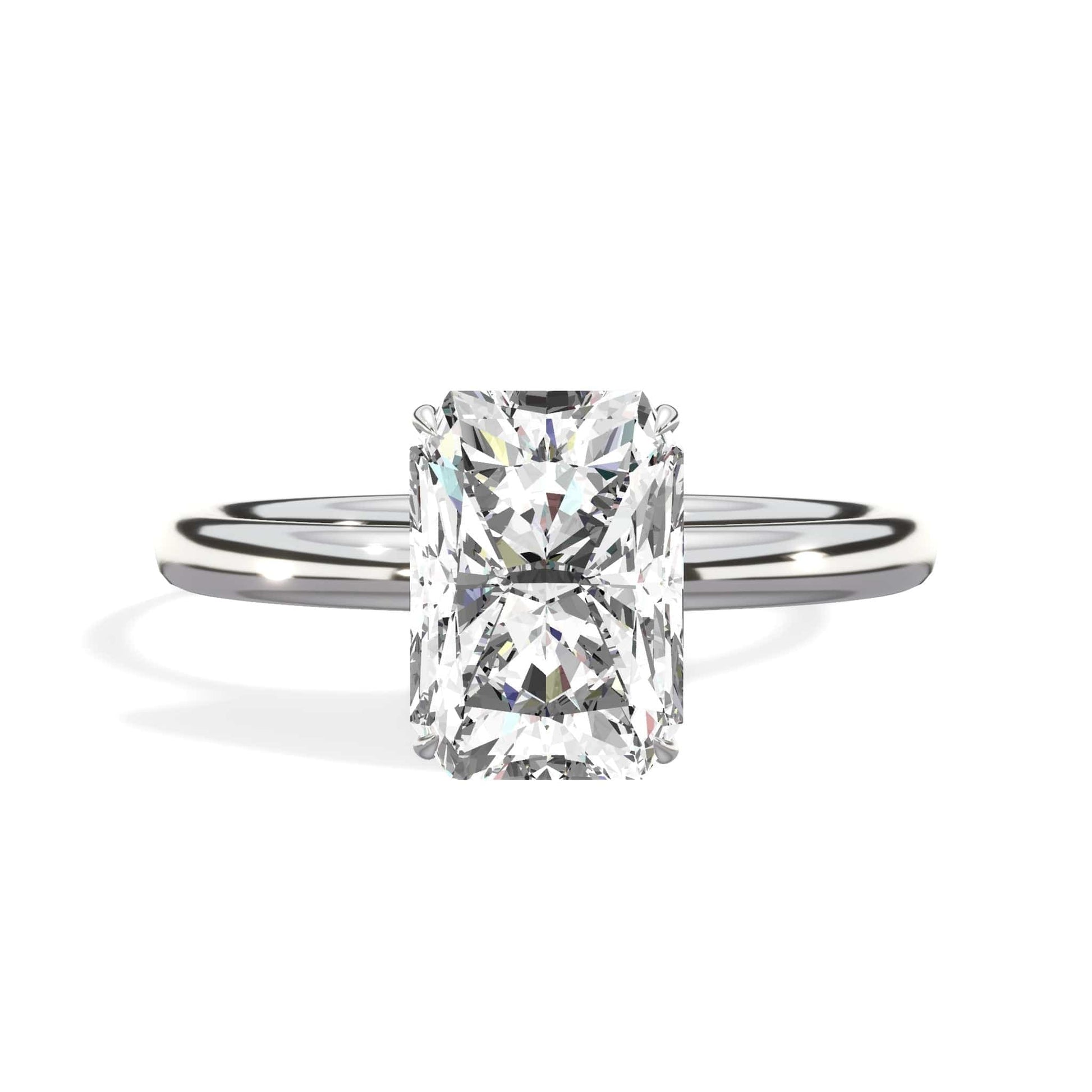 Radiant cut diamond ring in white gold