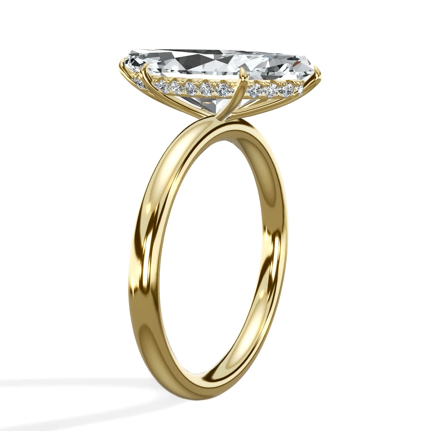 3.20 Carats Lab Grown Marquise Cut Solitaire Hidden Halo Diamond Engagement Ring