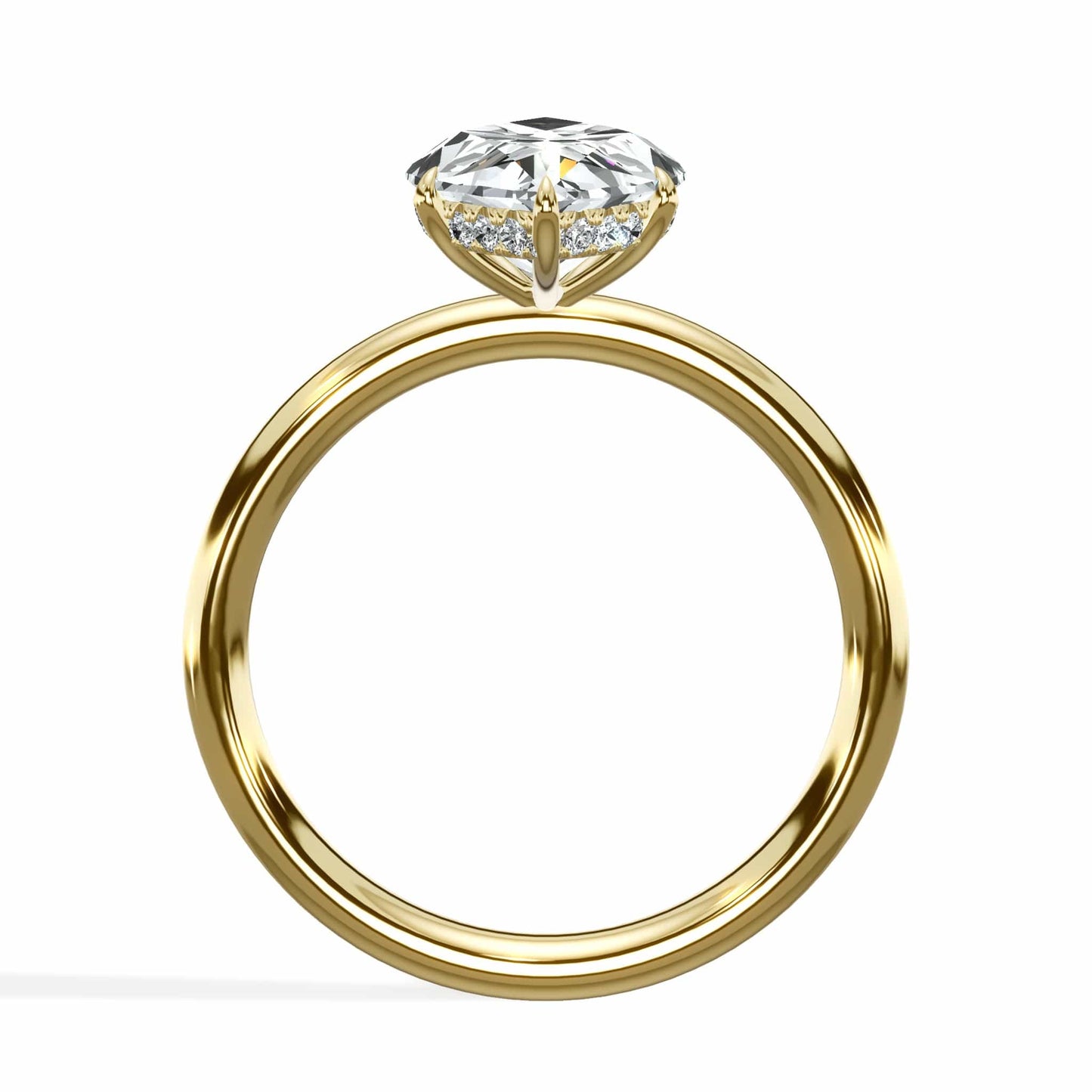3.20 Carats Lab Grown Marquise Cut Solitaire Hidden Halo Diamond Engagement Ring