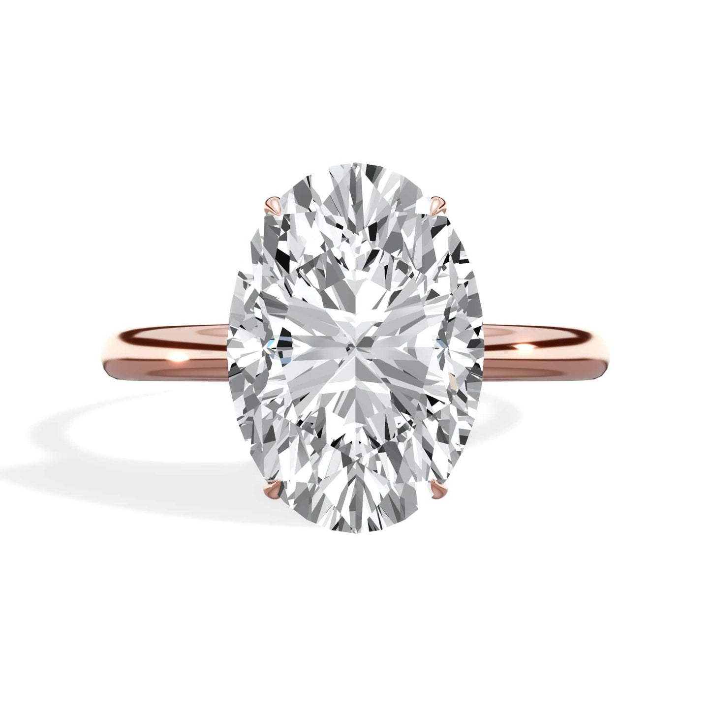4.20 Carats Lab Grown Oval Cut Solitaire Hidden Halo Diamond Engagement Ring