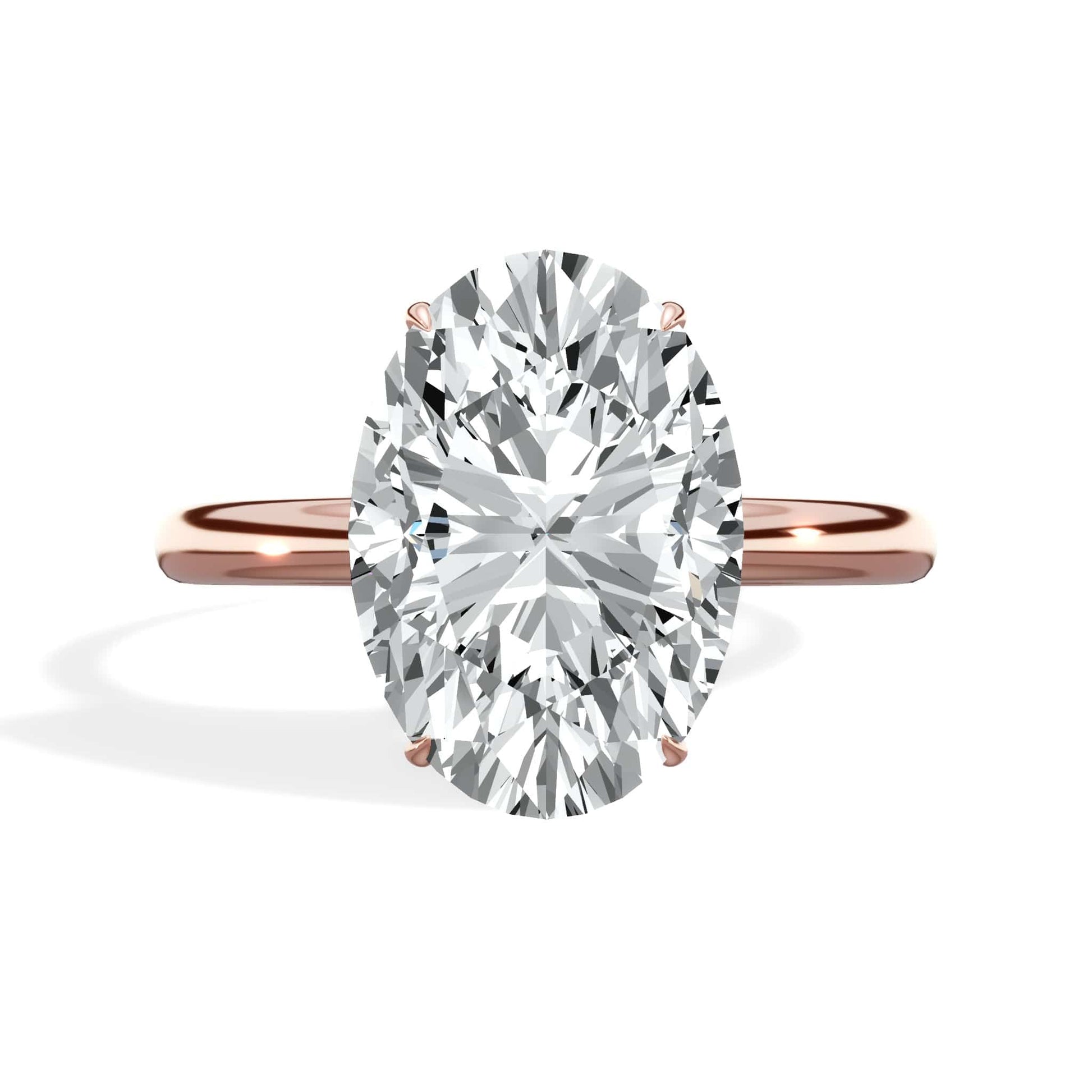4 Carat Oval Cut Lab Diamond Solitaire Engagement Ring 14K Rose Gold