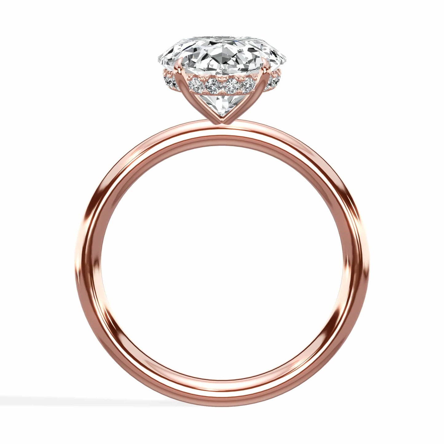 4.20 Carats Lab Grown Oval Cut Solitaire Hidden Halo Diamond Engagement Ring