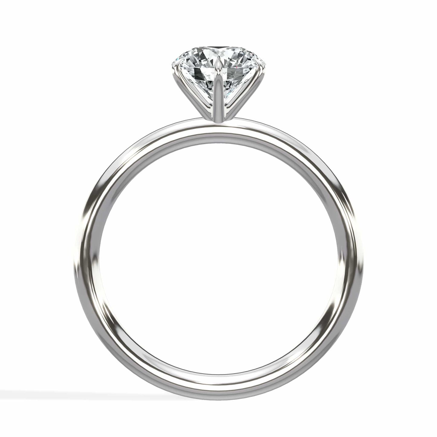 1 Carat Lab Grown Round Brilliant Cut Six-Prong Solitaire Diamond Engagement Ring in White Gold