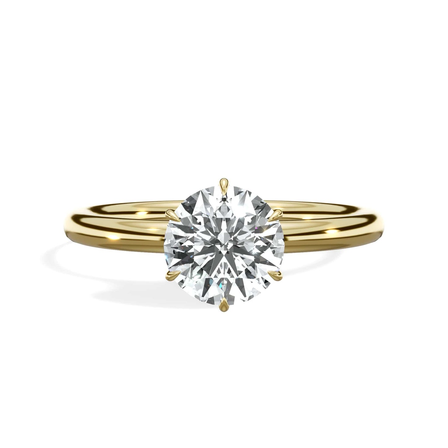 1.00 Carat Lab Grown Round Brilliant Cut Solitaire Diamond Engagement Ring in Yellow Gold