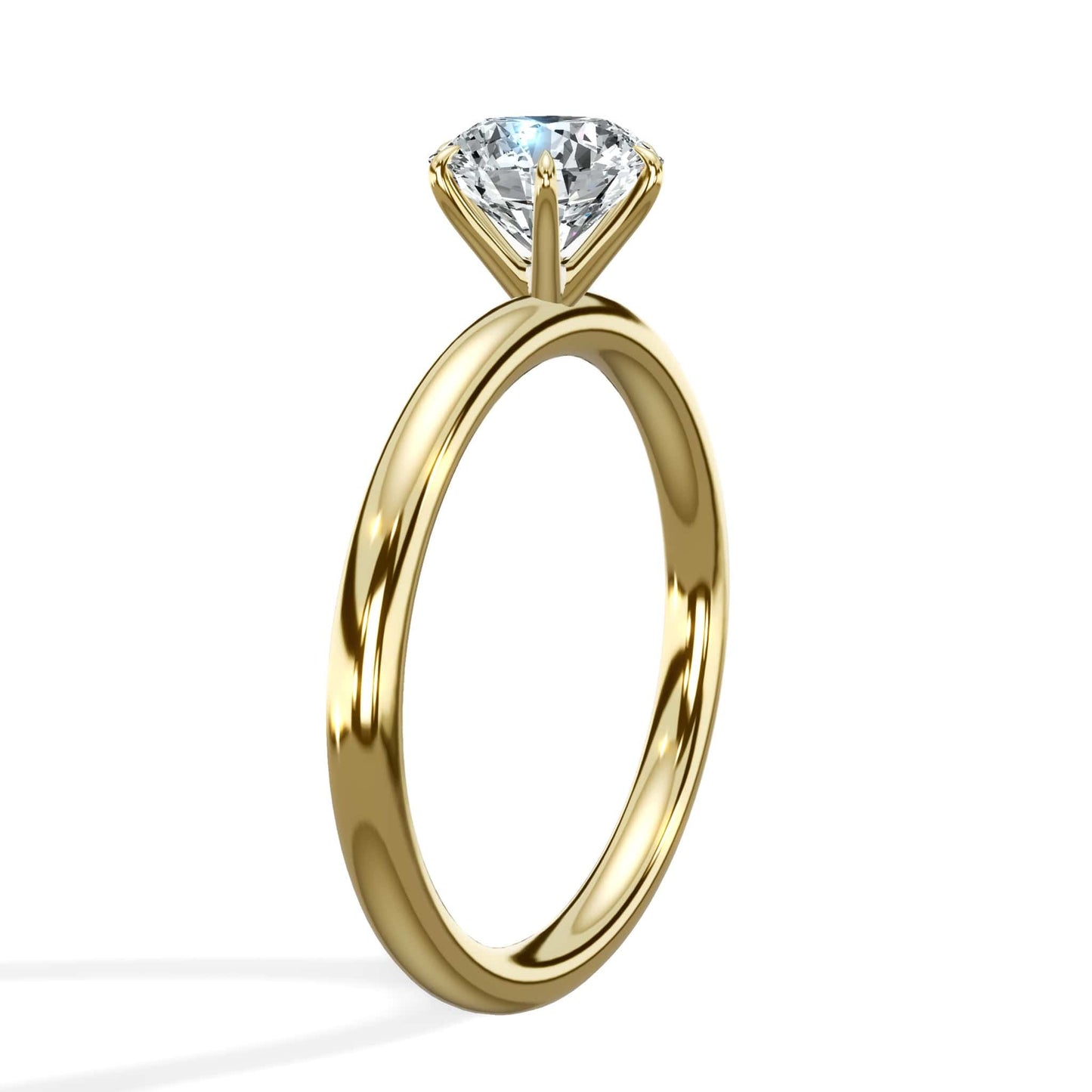 1.00 Carat Lab Grown Round Brilliant Cut Solitaire Diamond Engagement Ring in Yellow Gold