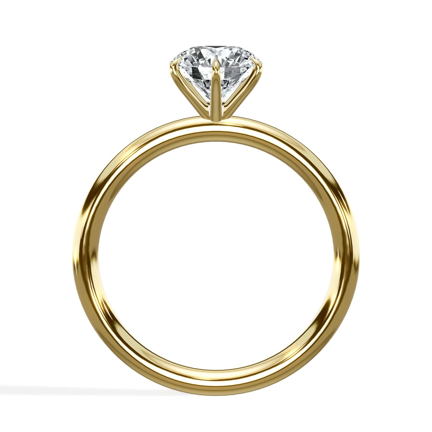1.00 Carat Lab Grown Round Brilliant Cut Solitaire Diamond Engagement Ring in Yellow Gold