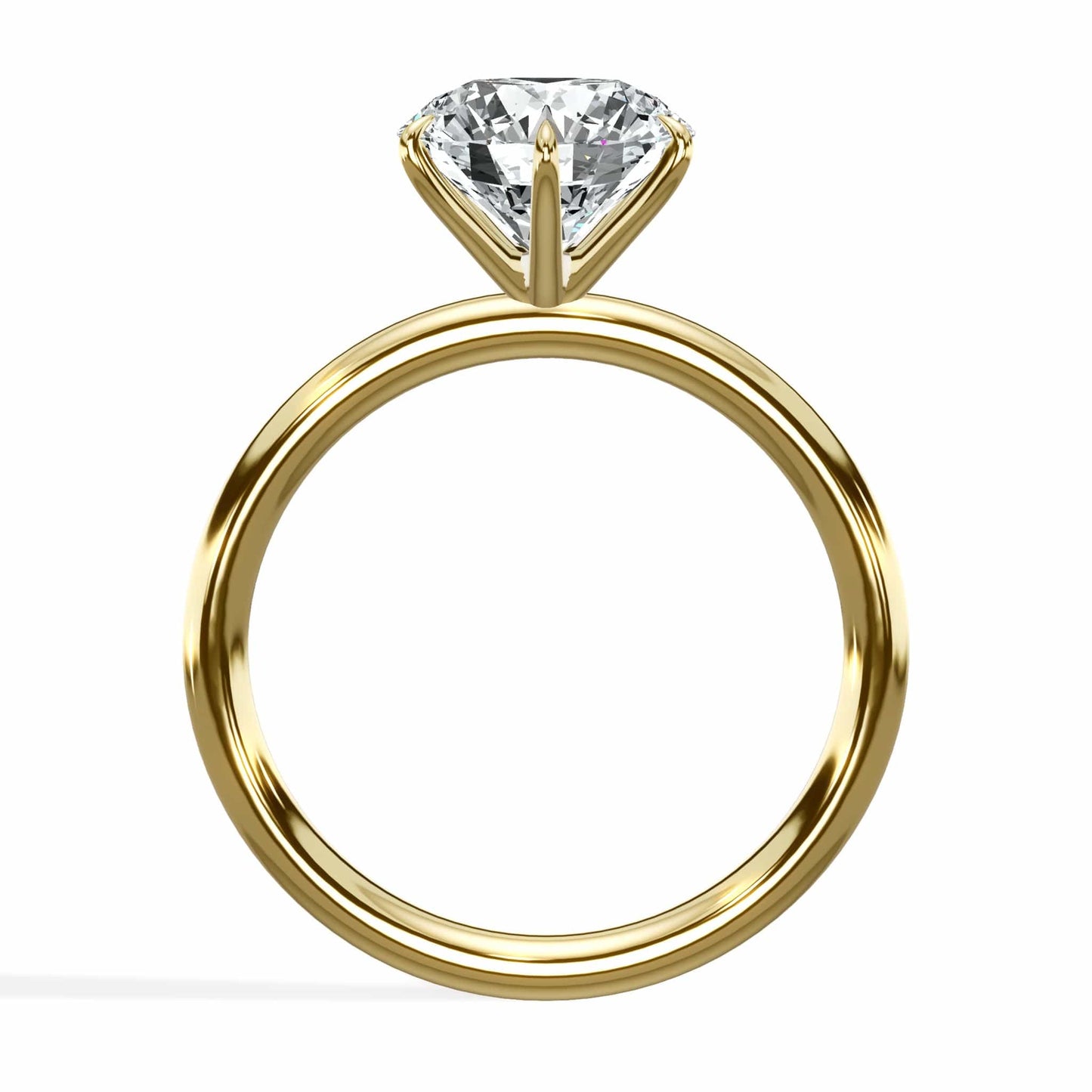 2.02 Carat Lab Grown Round Brilliant Cut Solitaire Diamond Engagement Ring in Yellow Gold