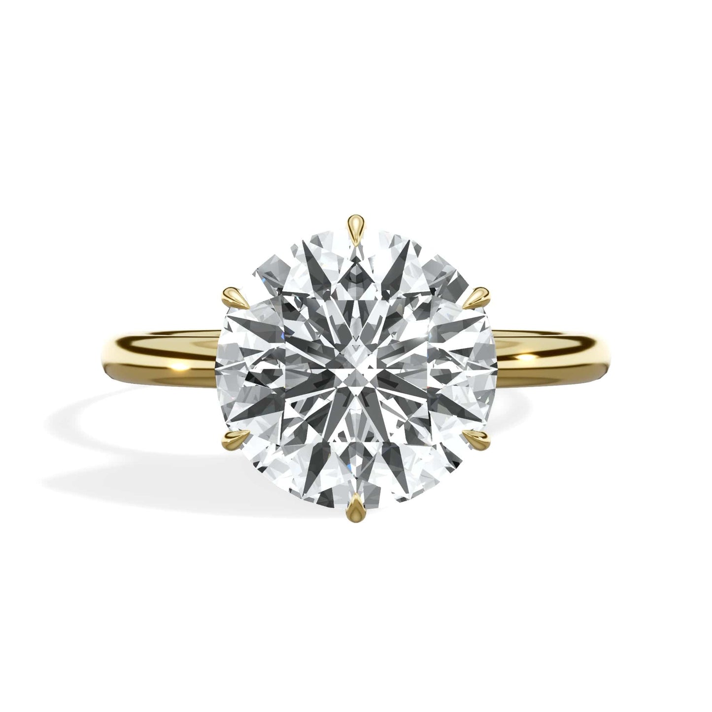 3 Carat Lab Grown Round Brilliant Cut Solitaire Diamond Engagement Ring in Yellow Gold