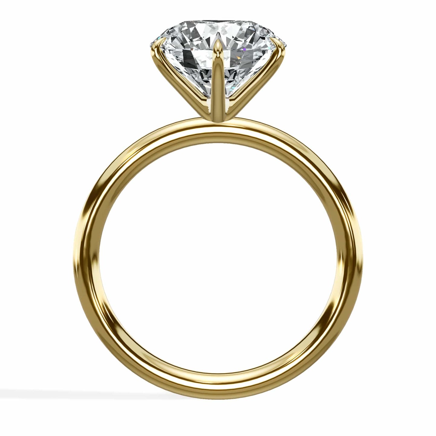 3 Carat Lab Grown Round Brilliant Cut Solitaire Diamond Engagement Ring in Yellow Gold