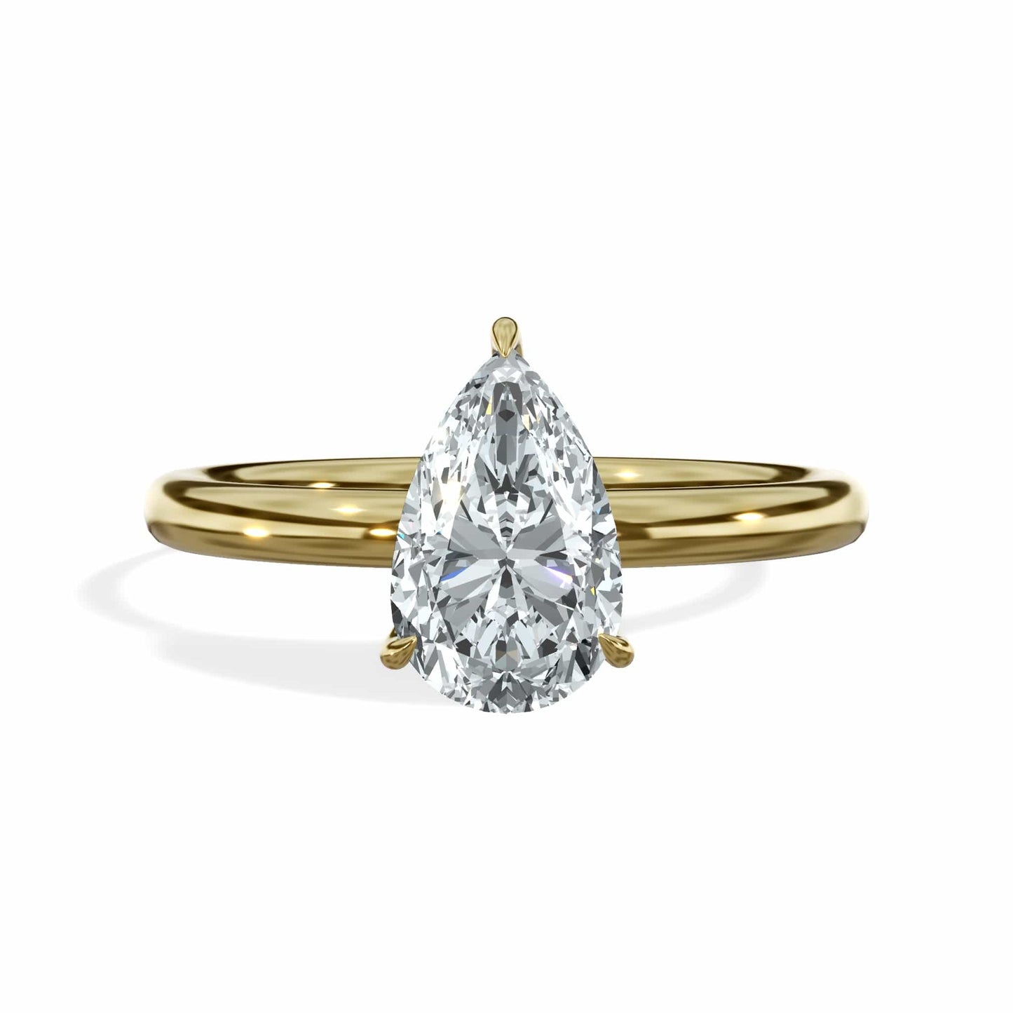 1 Carat Lab Grown Pear Shape Solitaire Diamond Engagement Ring