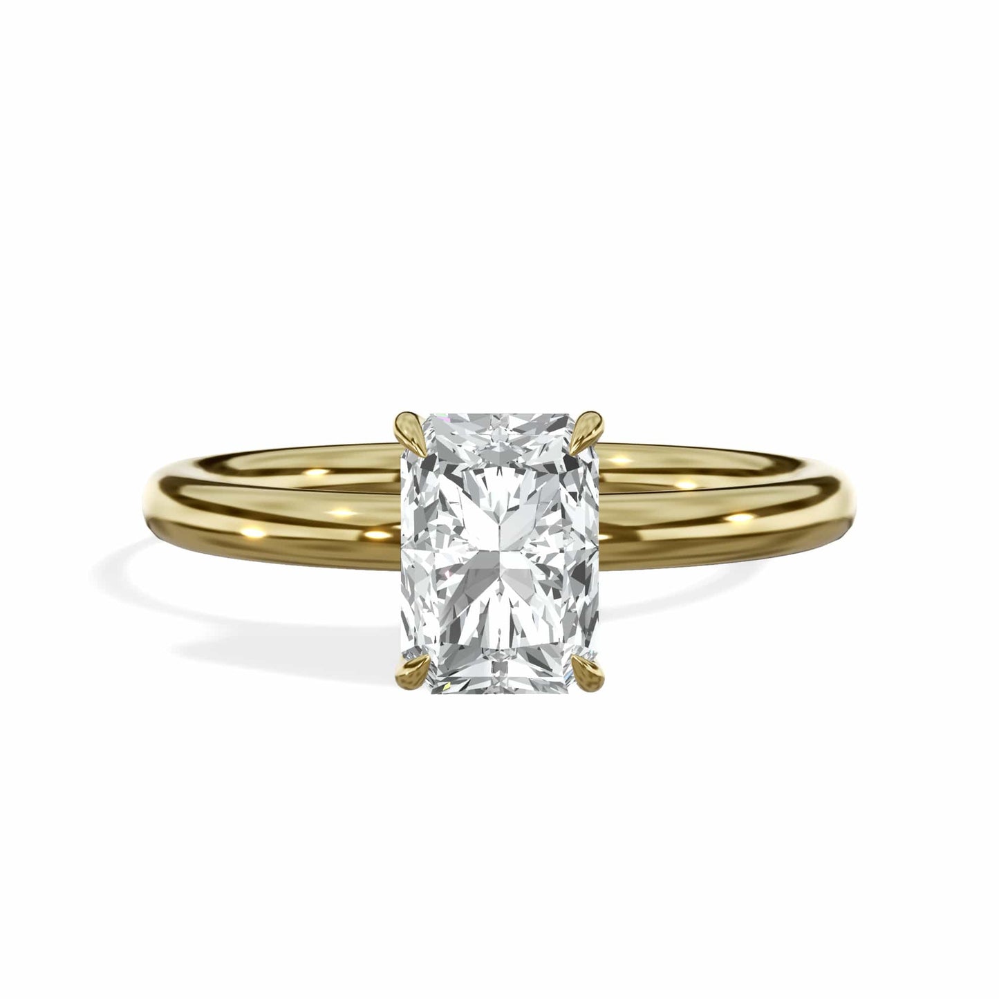 1 Carat Lab Grown Solitaire Radiant Cut Diamond Engagement Ring