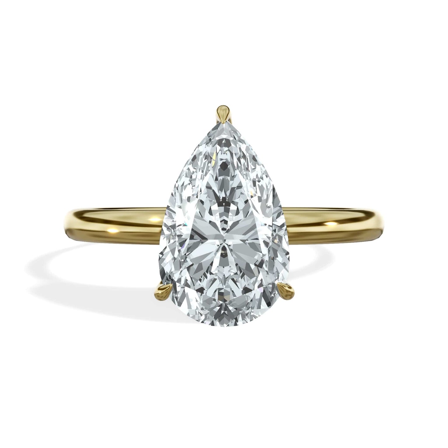 2 Carat Lab Grown Pear Shape Solitaire Diamond Engagement Ring