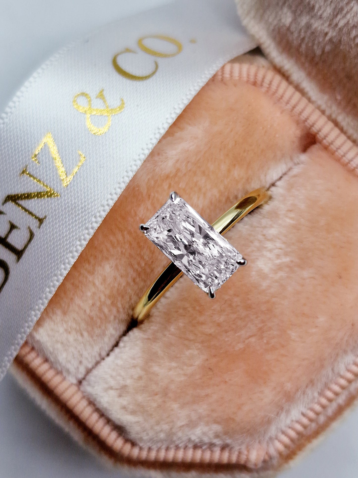 1.67 Carats Radiant Cut Hidden Halo Diamond Engagement Ring