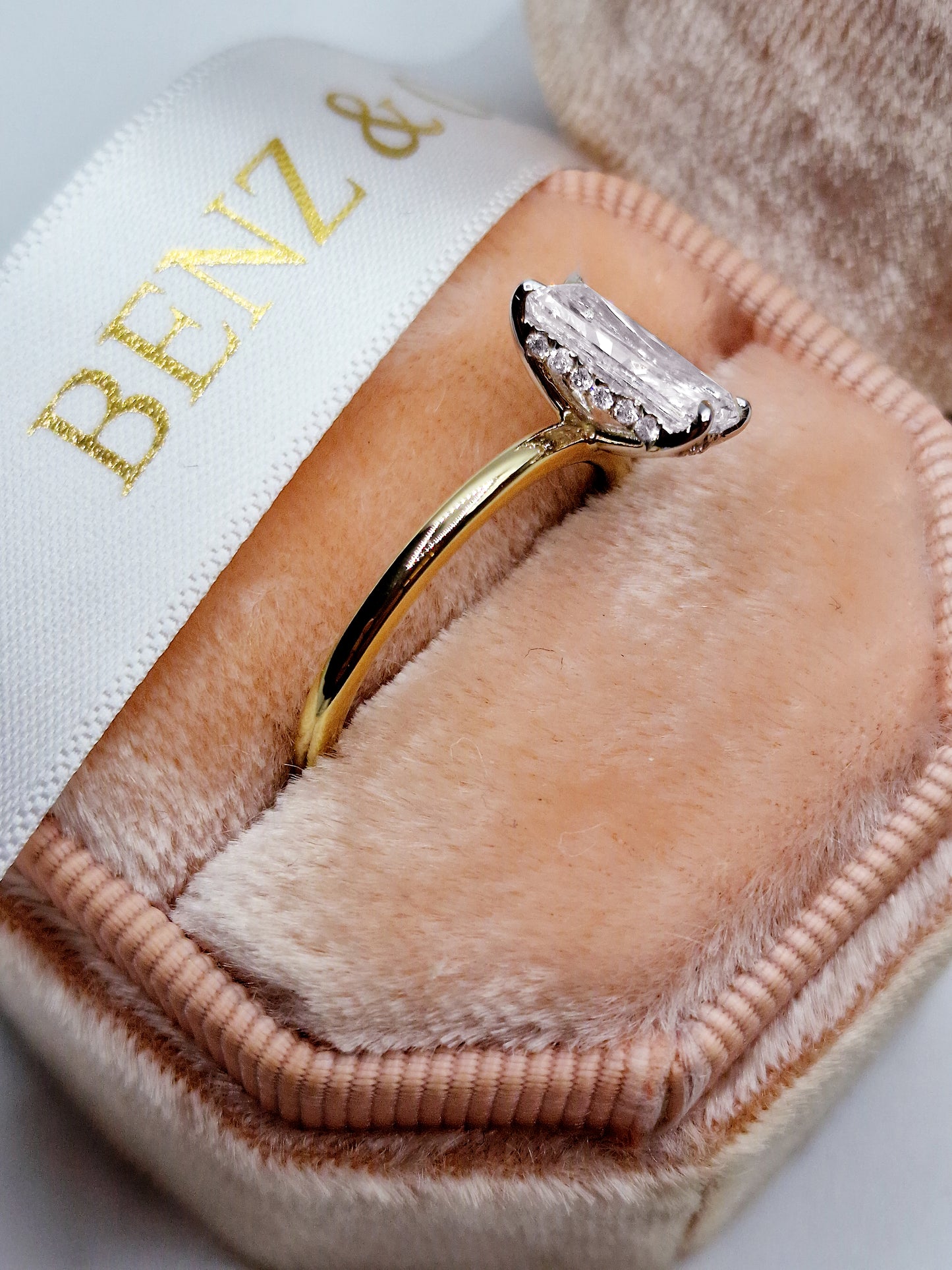 1.67 Carats Radiant Cut Hidden Halo Diamond Engagement Ring