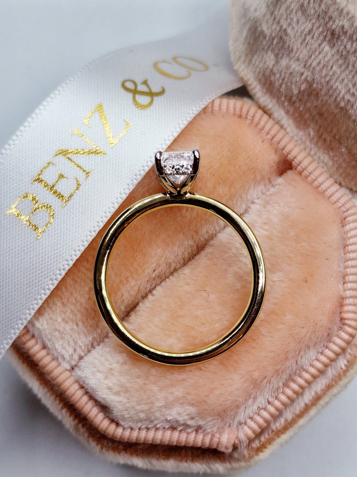 1.67 Carats Radiant Cut Hidden Halo Diamond Engagement Ring
