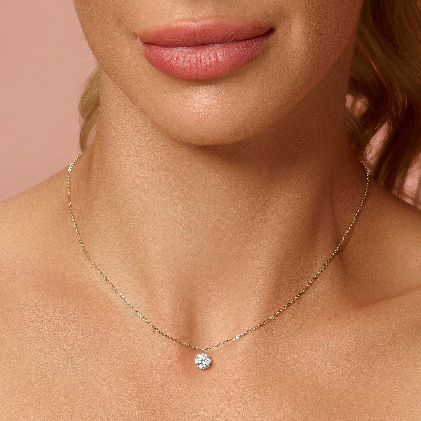 1 Carat Pierced Round Cut Lab Grown Diamond Necklace