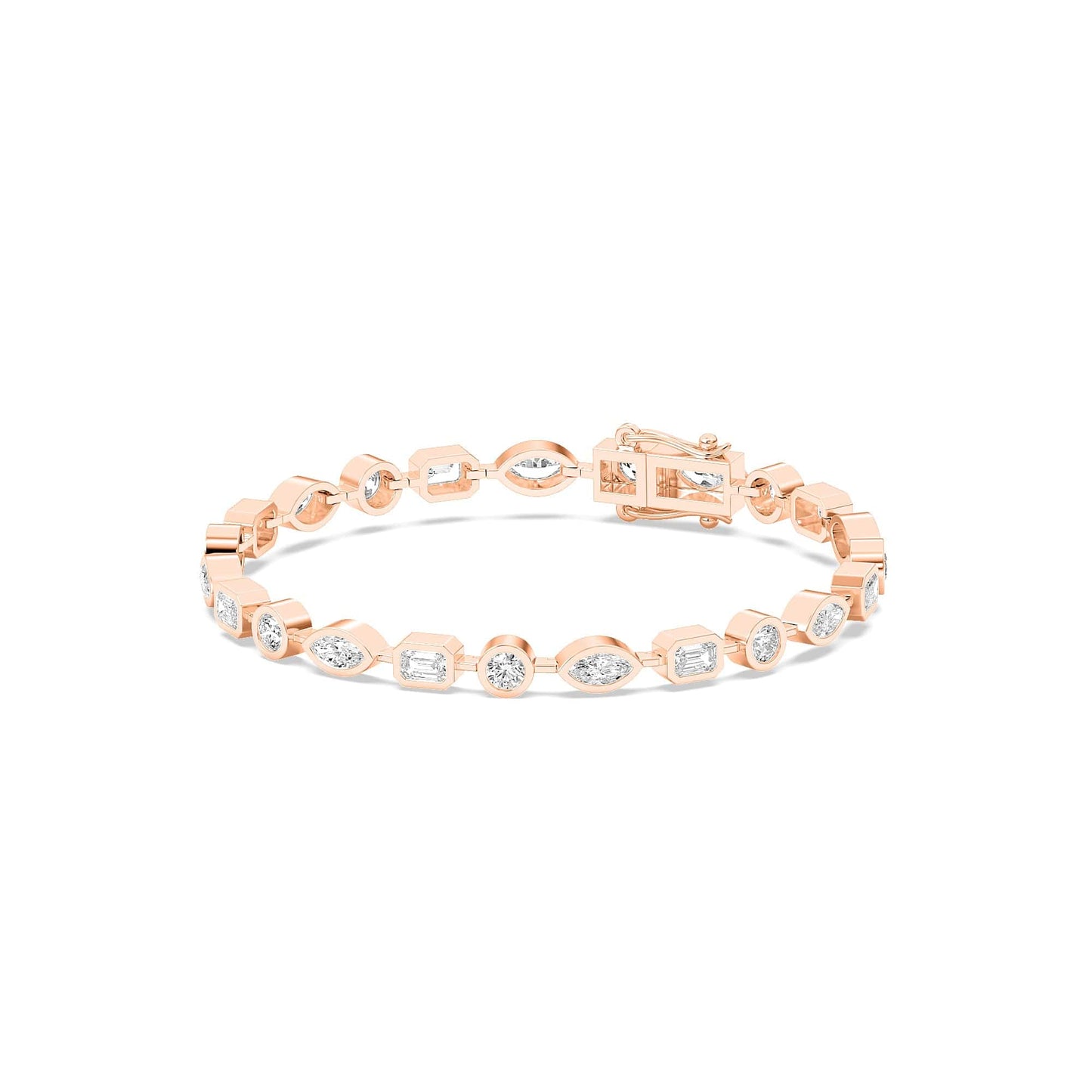 4.72ct ct Multi-Shape Diamond Bezel Tennis Bracelet