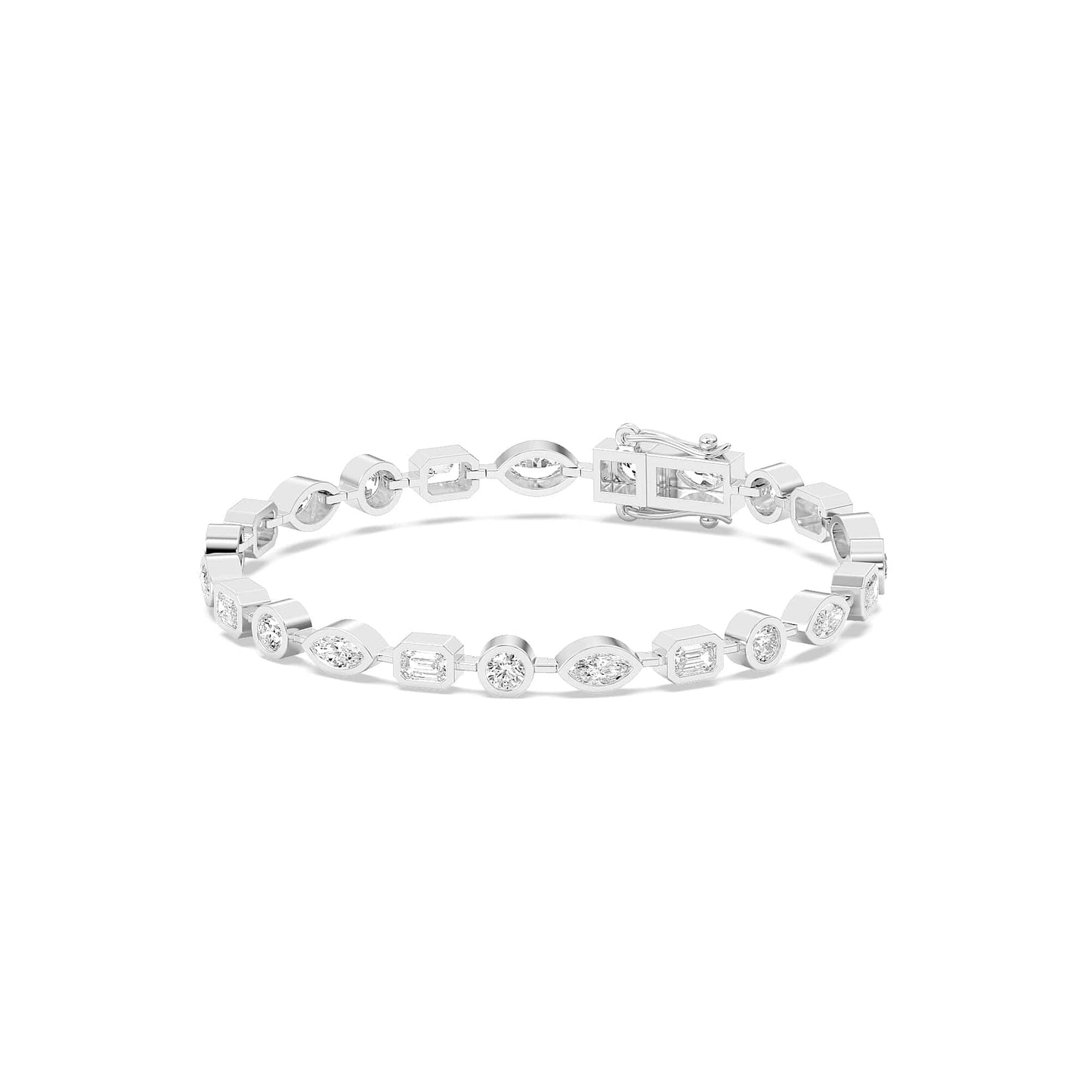 4.72ct ct Multi-Shape Diamond Bezel Tennis Bracelet