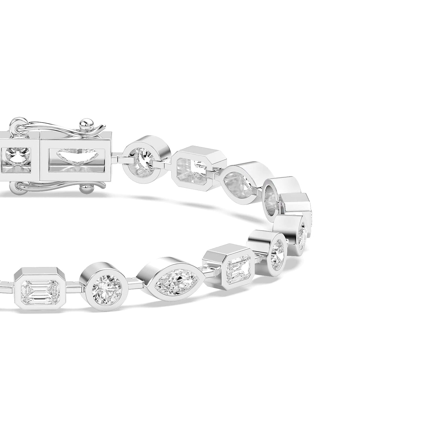 4.72ct ct Multi-Shape Diamond Bezel Tennis Bracelet